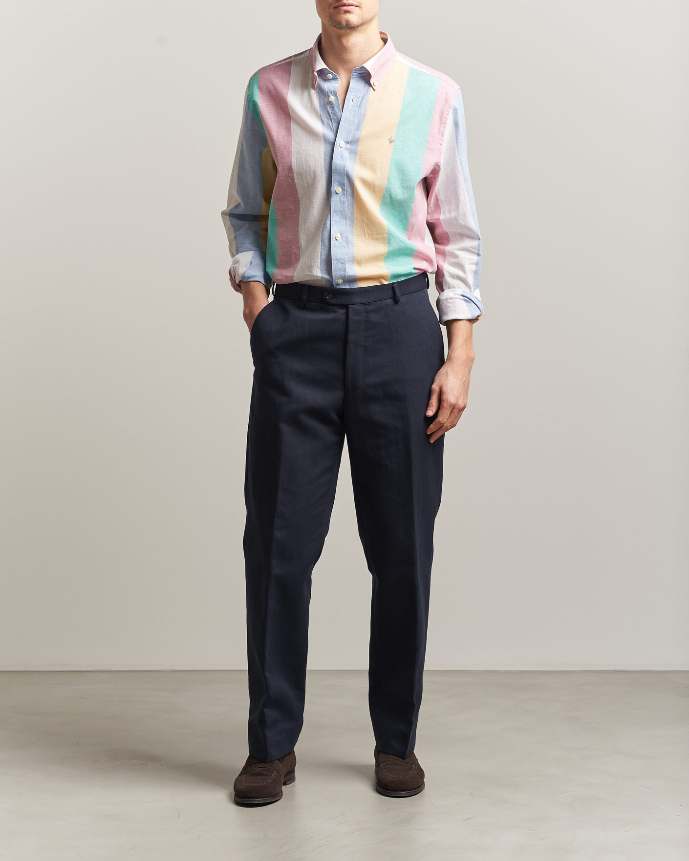 Men | Shirts | Morris | Happy Striped Linen Shirt Multi