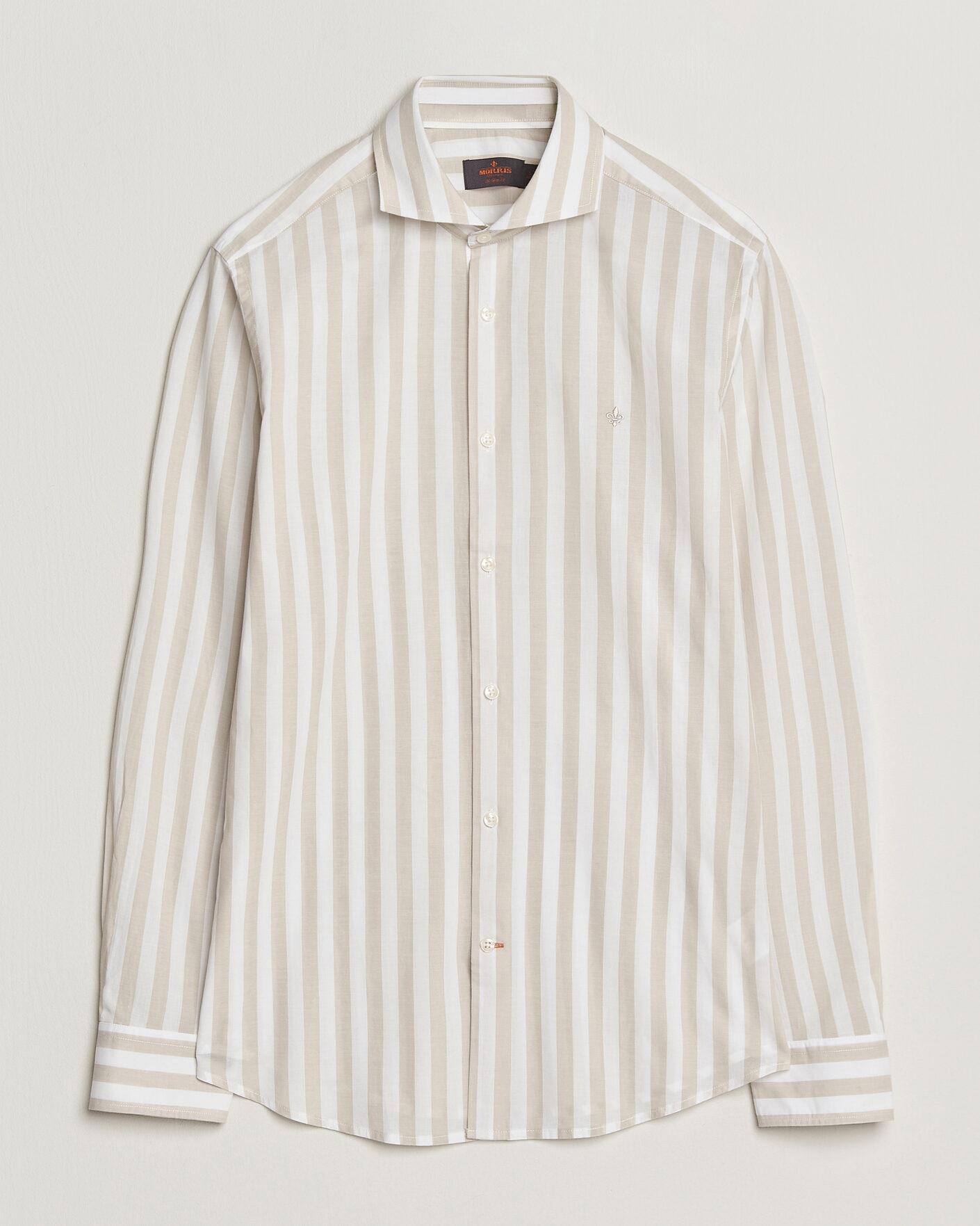 Men | Shirts | Morris | Summer Striped Lighweight Shirt Khaki/White
