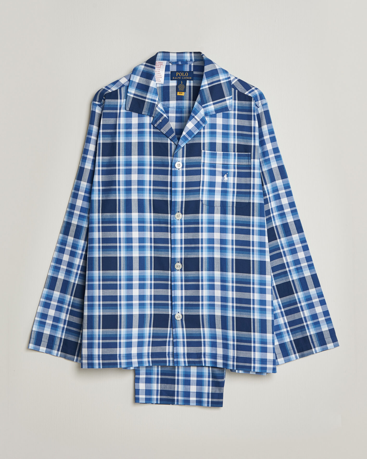 Men | Pyjamas & Robes | Polo Ralph Lauren | Cotton Checked Pyjama Set Blue Multi