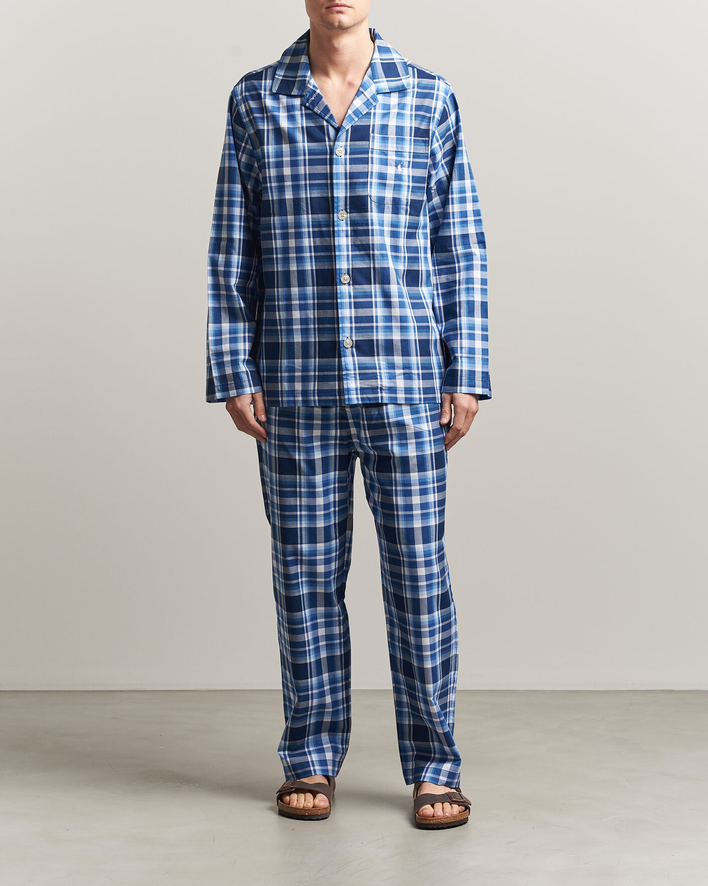 Men | Pyjamas & Robes | Polo Ralph Lauren | Cotton Checked Pyjama Set Blue Multi