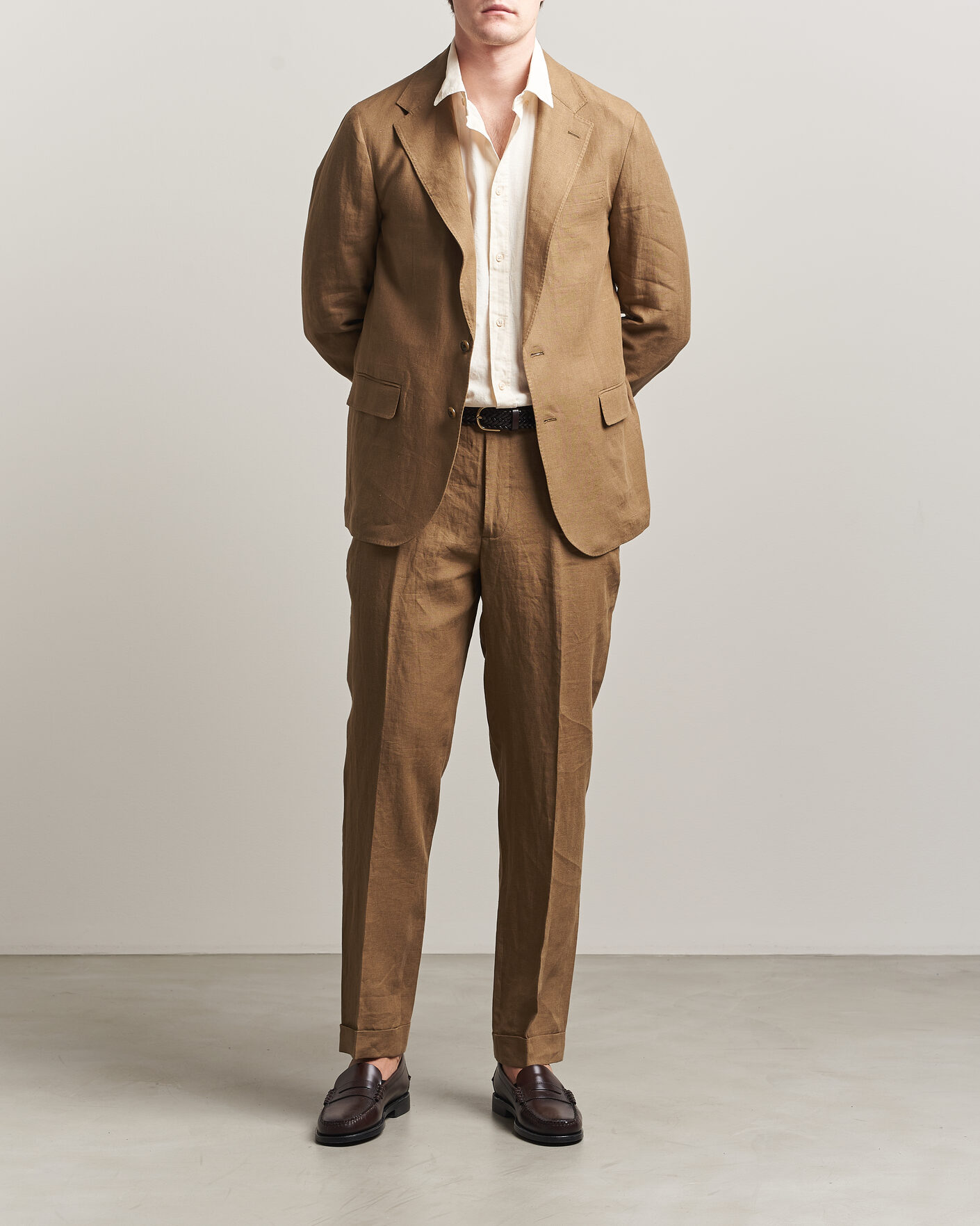 Men | Trousers | Polo Ralph Lauren | Linen Pleated Trousers Light Sable