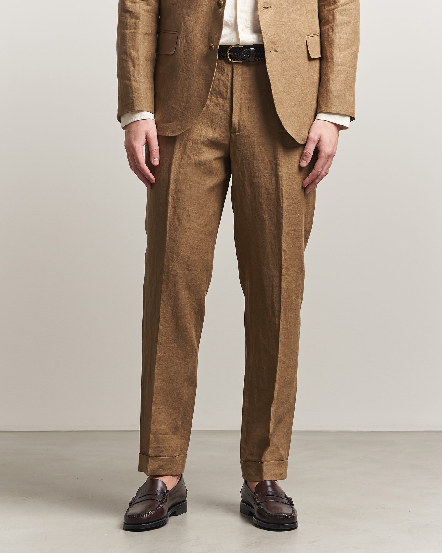 Men | Trousers | Polo Ralph Lauren | Linen Pleated Trousers Light Sable
