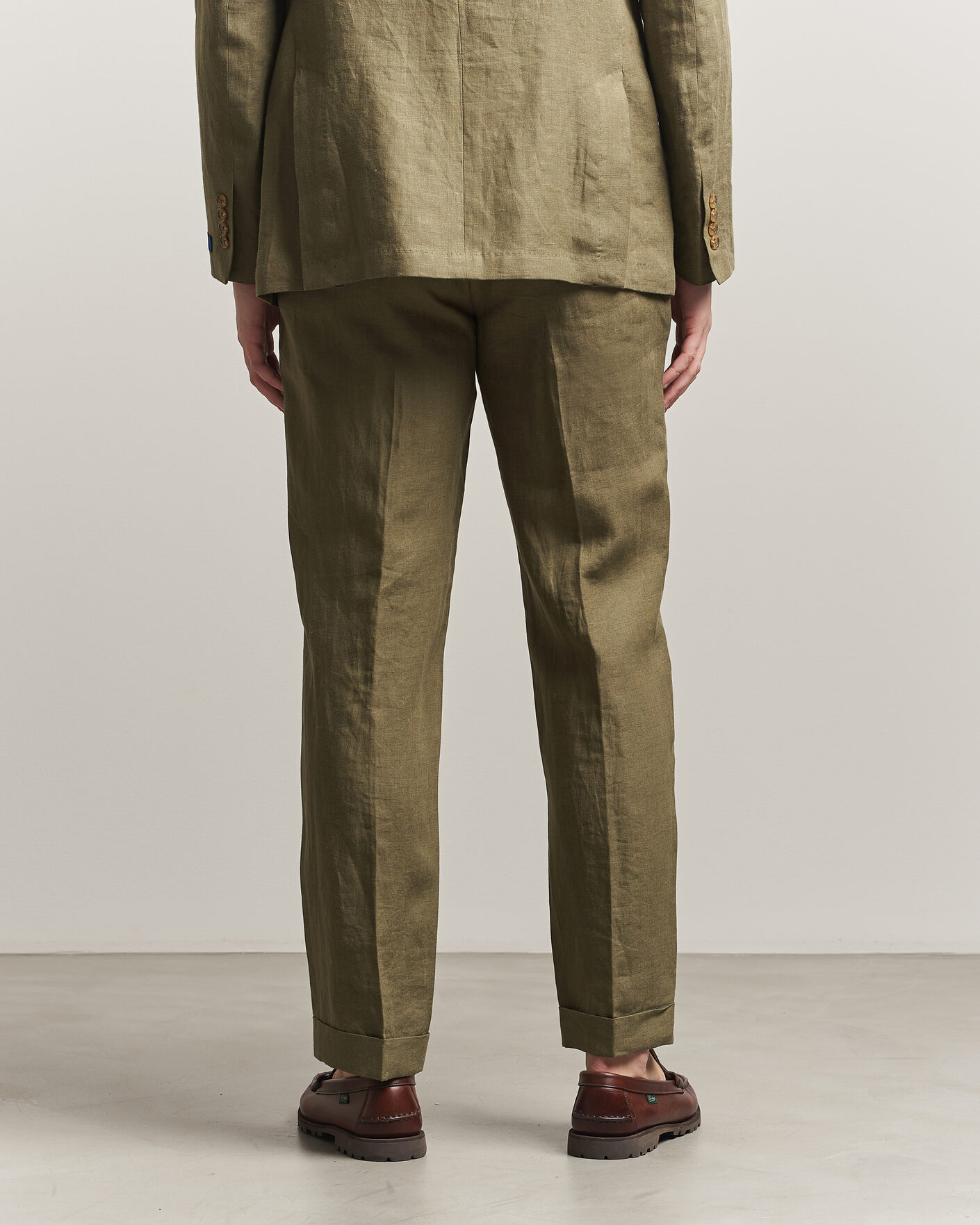 Men | Trousers | Polo Ralph Lauren | Linen Pleated Trousers Basic Olive