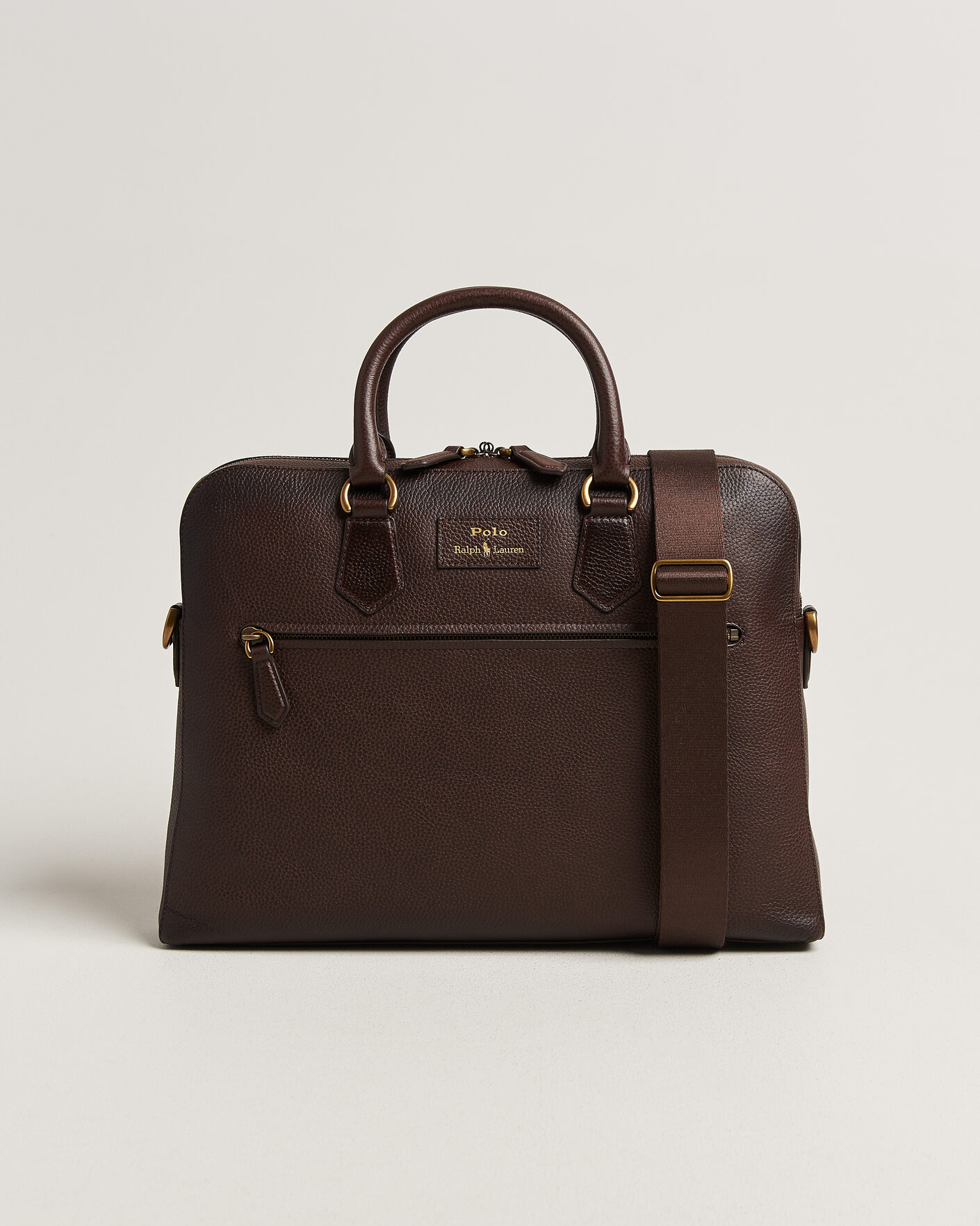 Men | Bags | Polo Ralph Lauren | Pebble Leather Briefcase Dark Brown