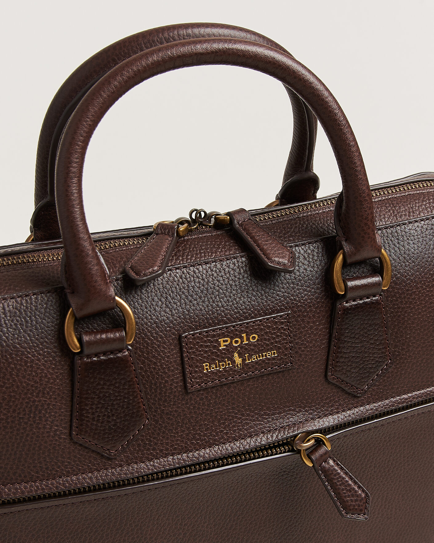 Men | Bags | Polo Ralph Lauren | Pebble Leather Briefcase Dark Brown