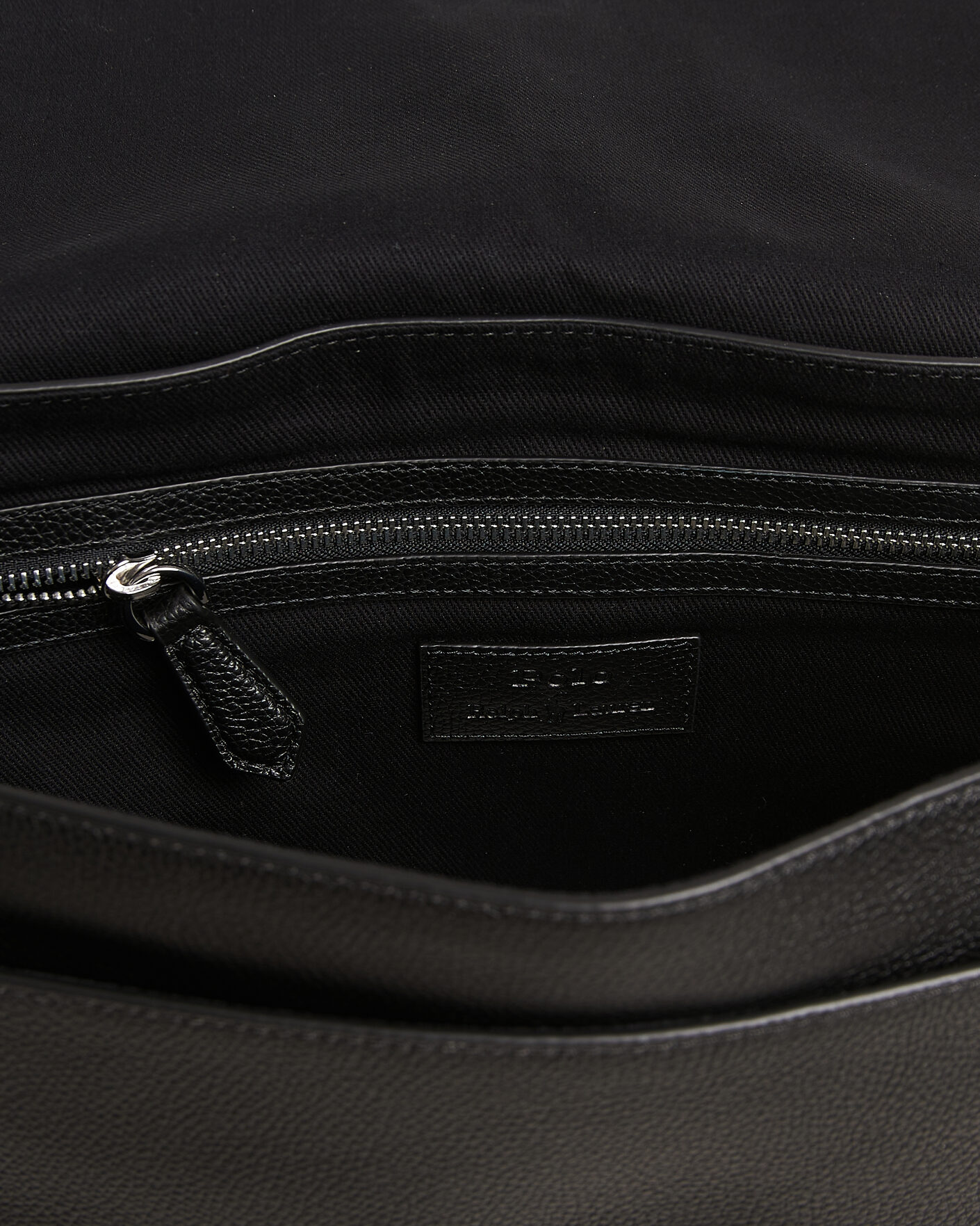 Polo Ralph Lauren Pebble Leather Messenger Bag Black at CareOfCarl.com