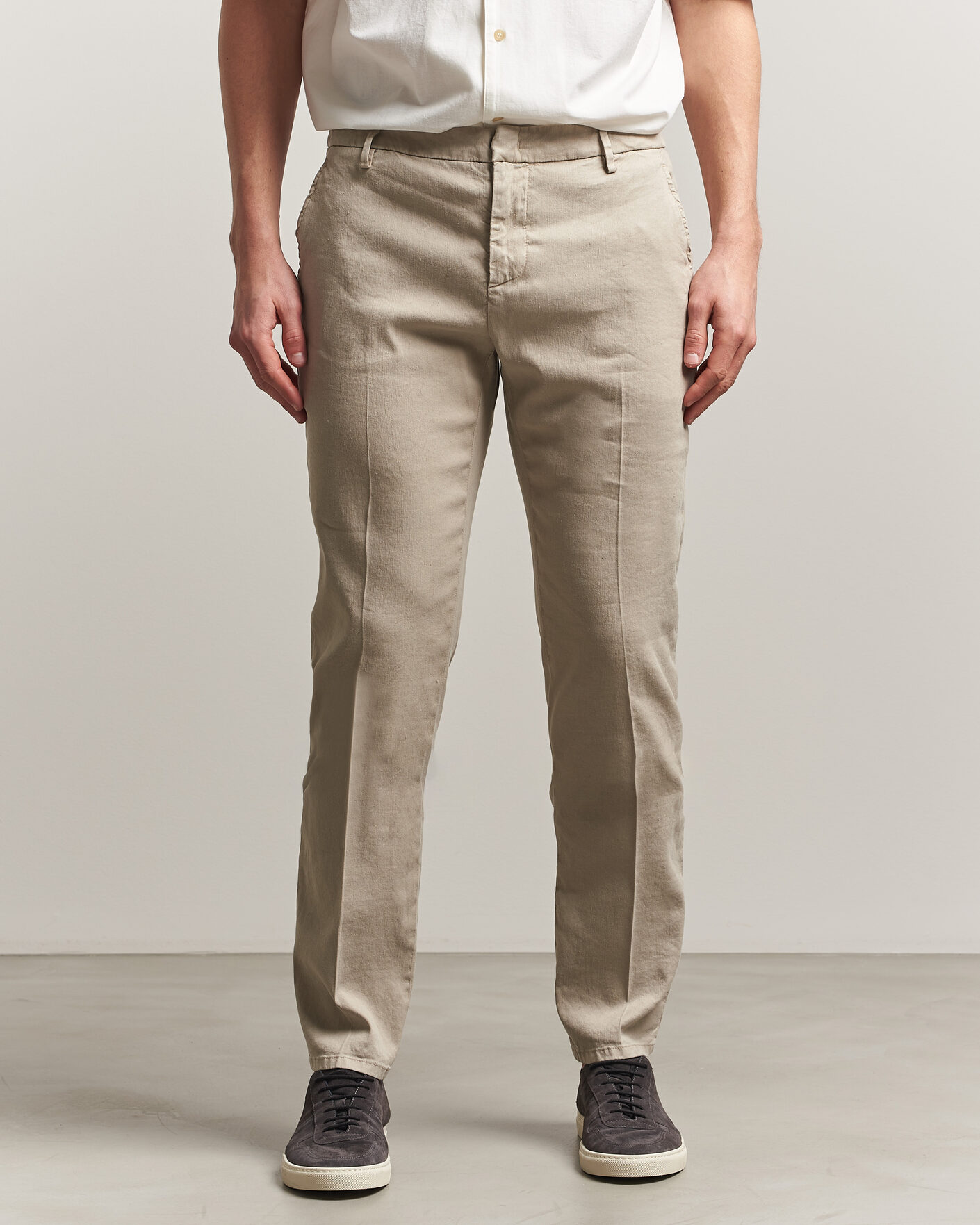 Men | Trousers | Dondup | Spiritisimo Linen Stretch Chinos Beige