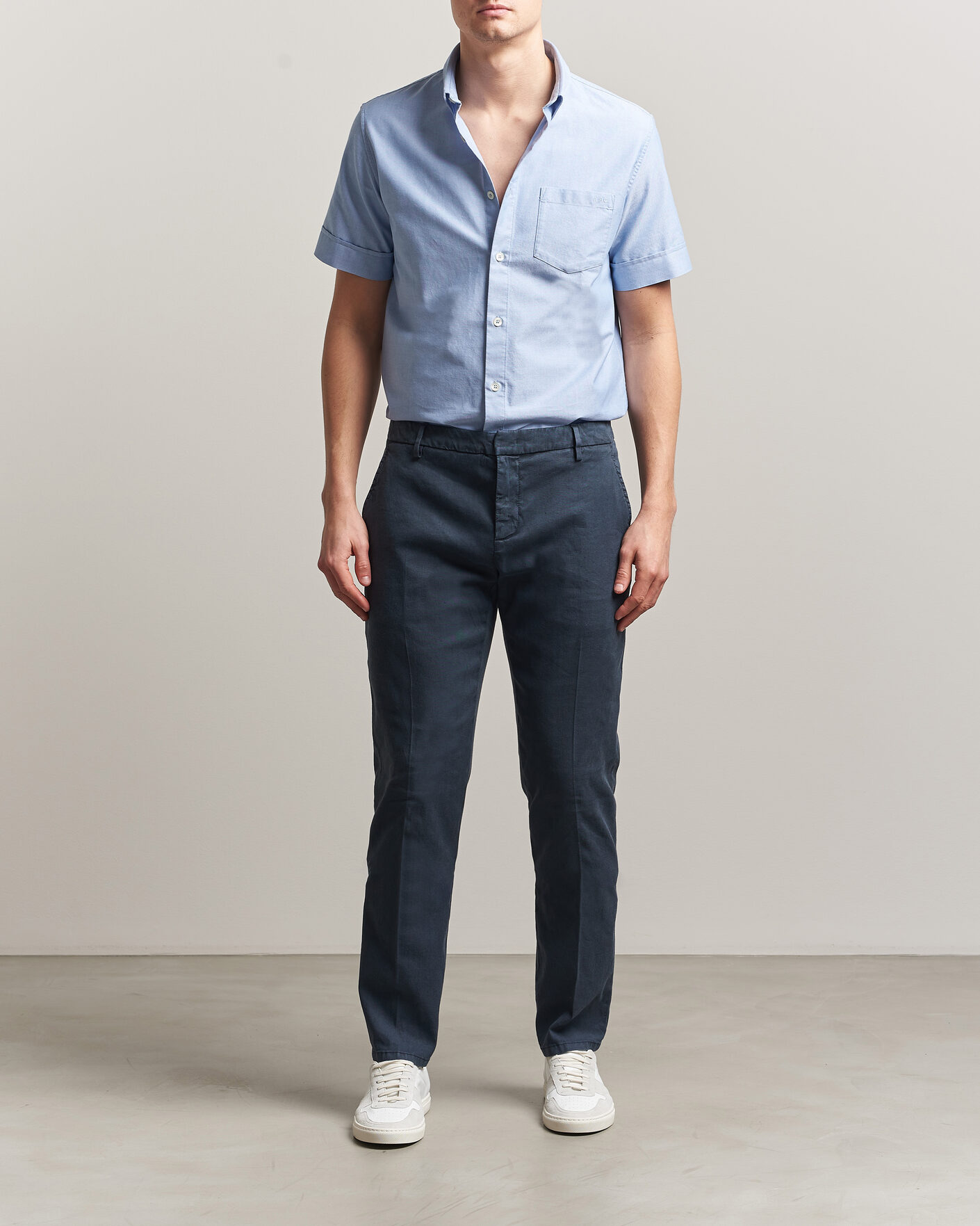 Men | Trousers | Dondup | Spiritisimo Linen Stretch Chinos Navy
