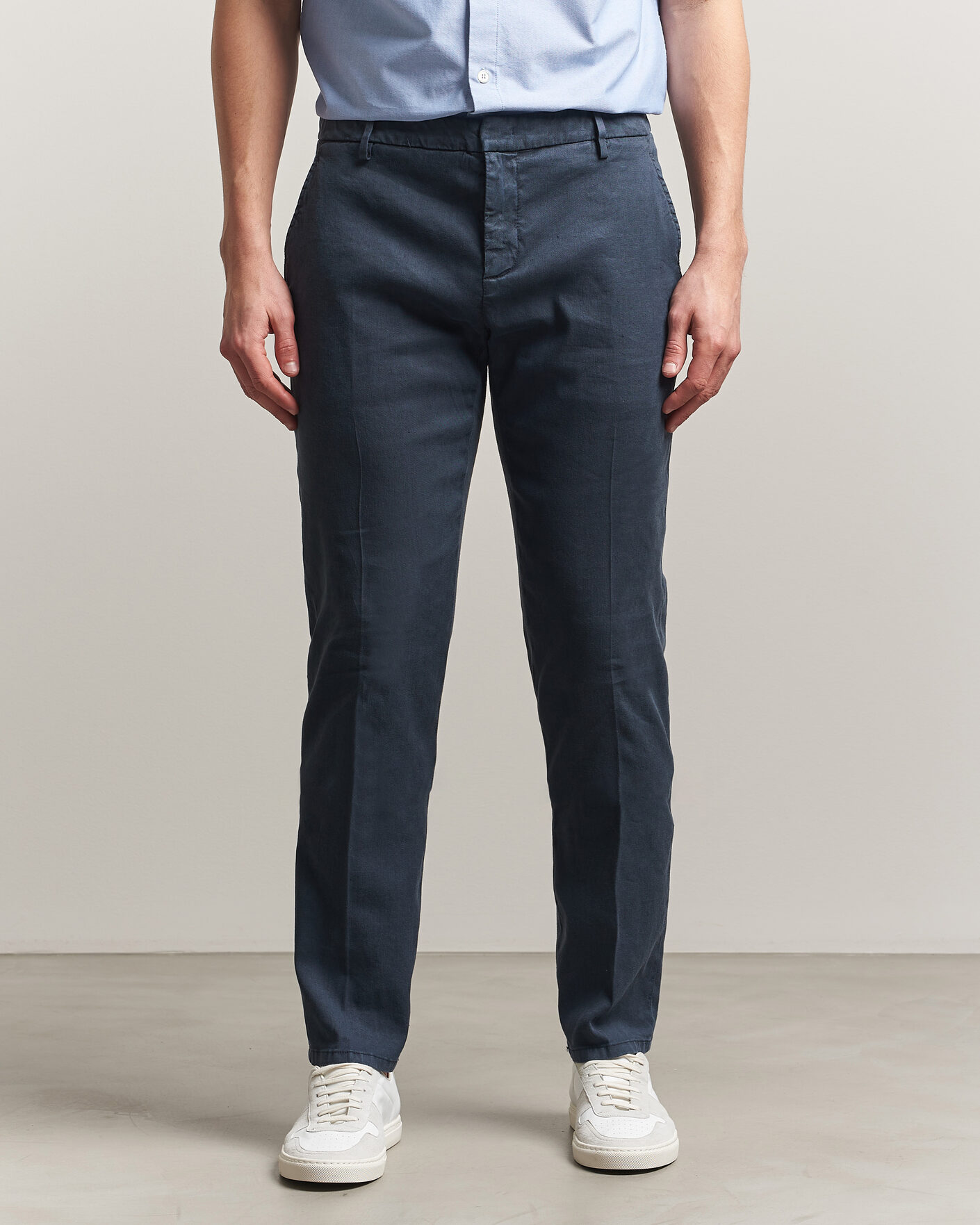 Men | Trousers | Dondup | Spiritisimo Linen Stretch Chinos Navy