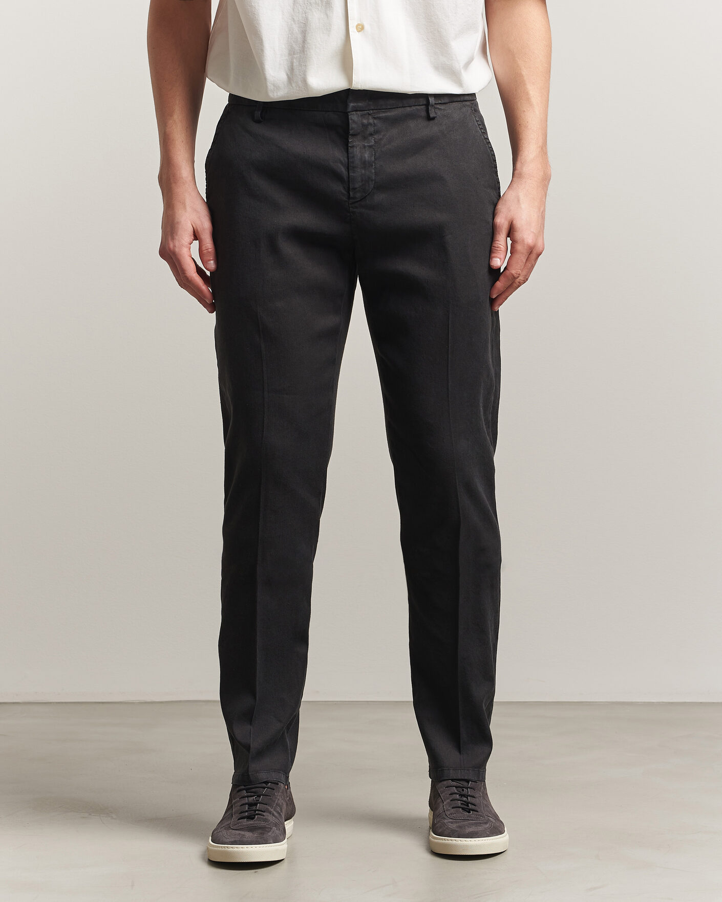 Men | Trousers | Dondup | Spiritisimo Linen Stretch Chinos Black