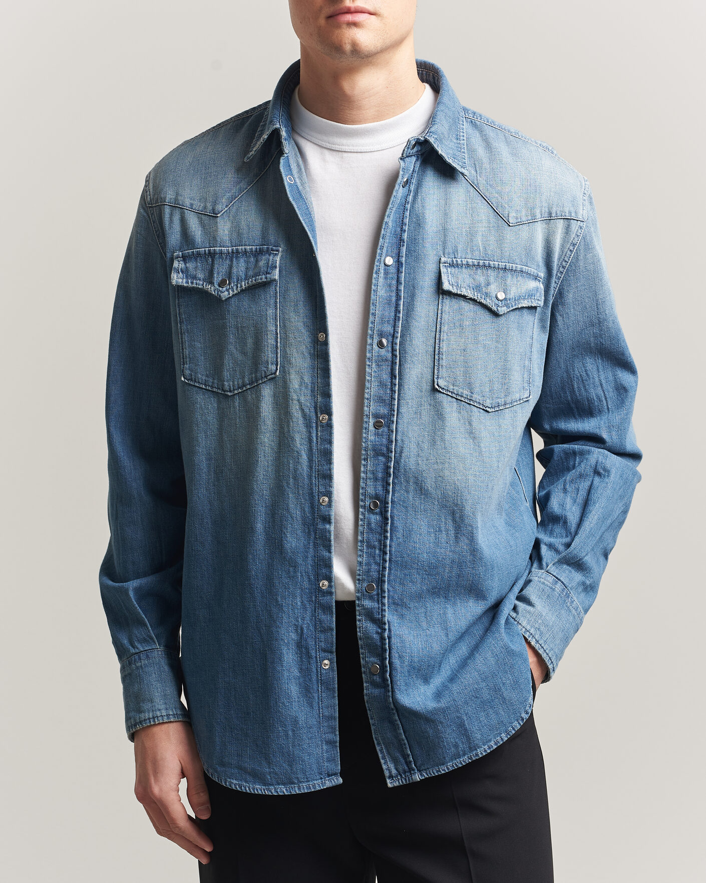 Men | Shirts | Dondup | Regular Fit Denim Shirt Medium Blue