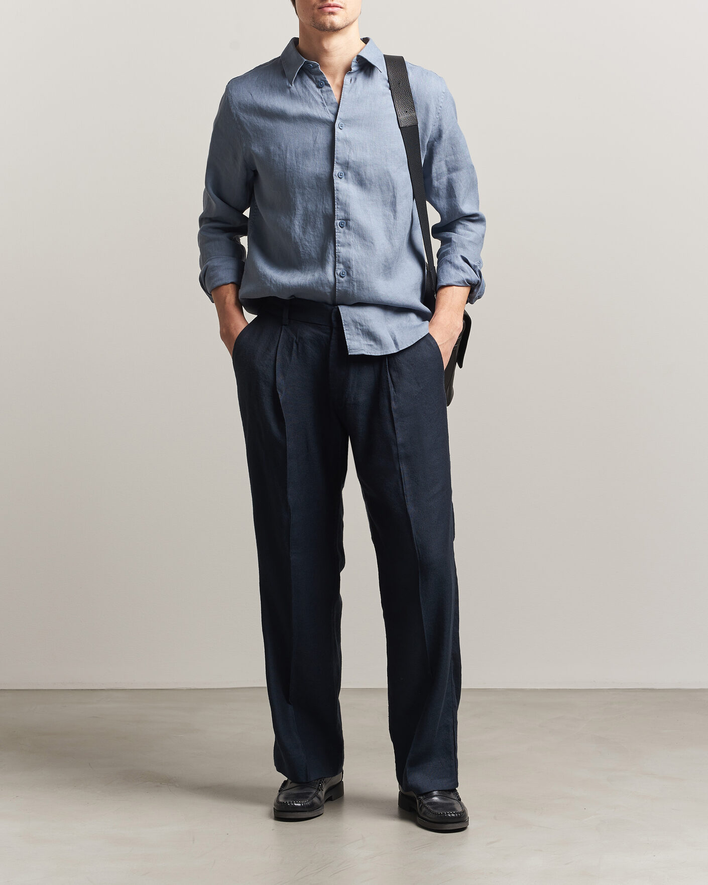 Men | Trousers | NN07 | Kay Linen/Viscose Drawstring Trousers Deep Navy