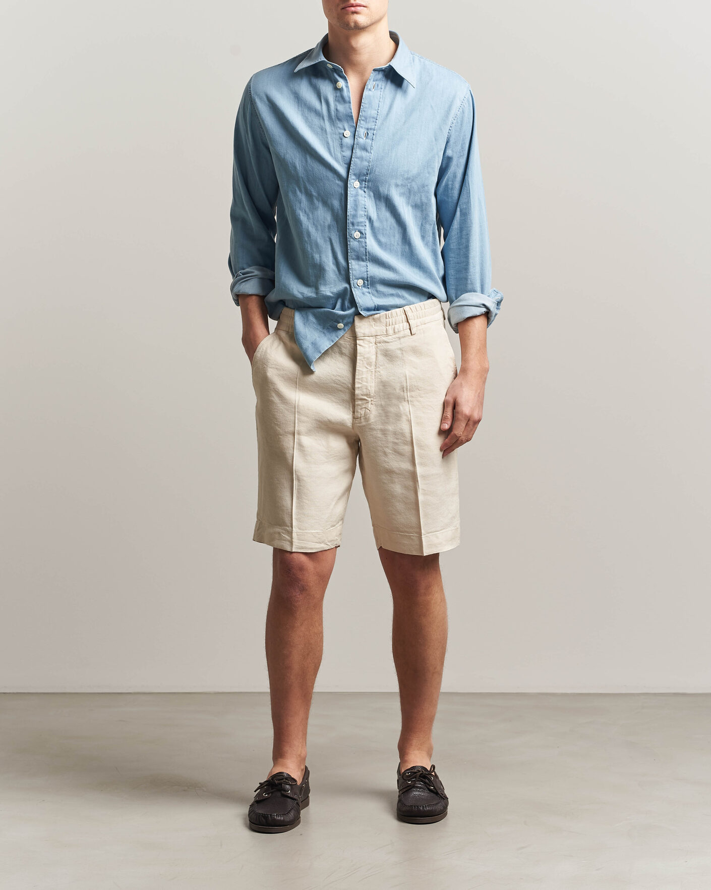 Men | Shorts | NN07 | Billie Linen/Viscose Drawstring Shorts Ivory