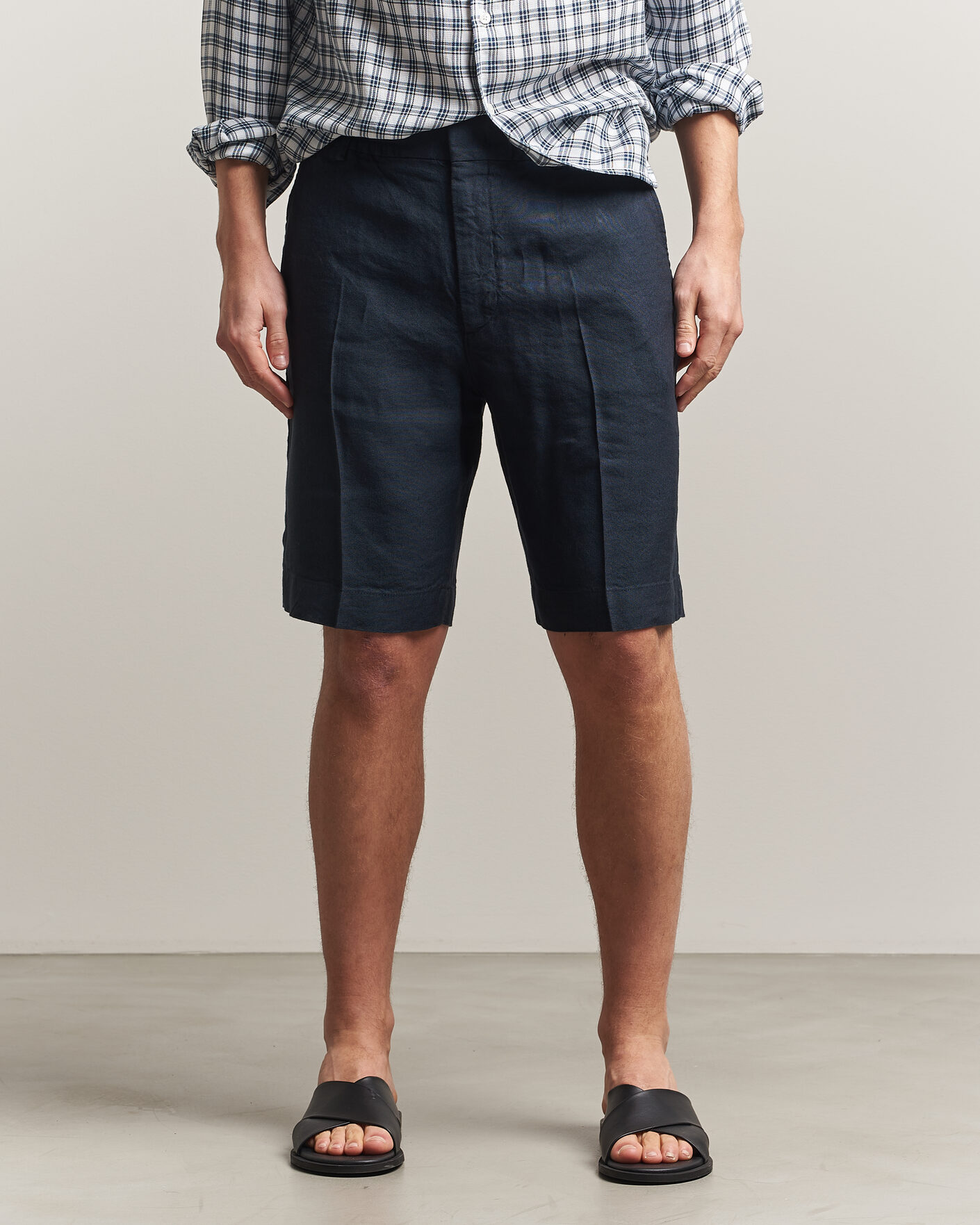 Men | Shorts | NN07 | Billie Linen/Viscose Drawstring Shorts Deep Navy