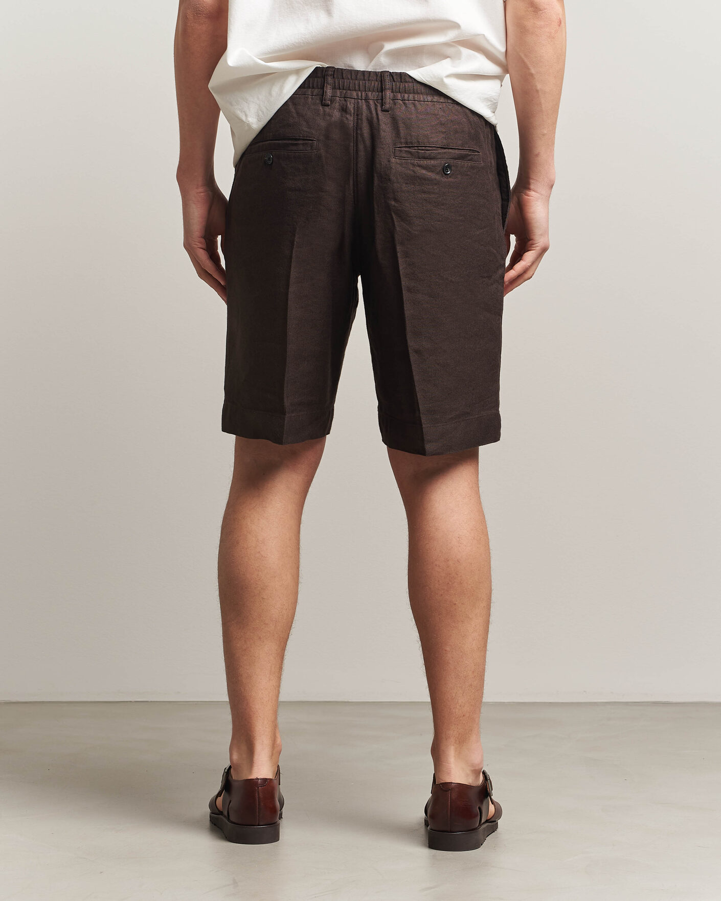 Men | Shorts | NN07 | Billie Linen/Viscose Drawstring Shorts Deep Truffle