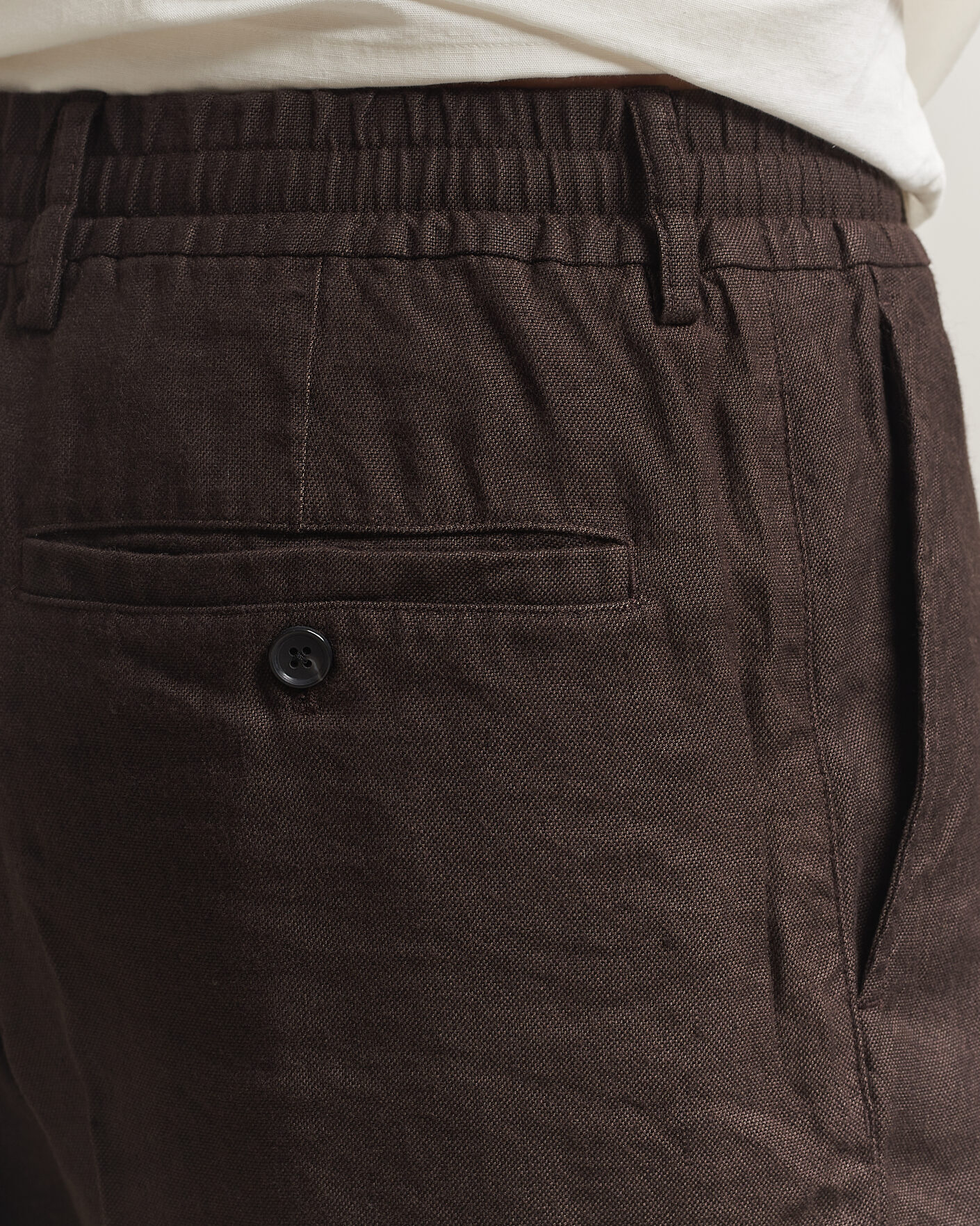 Men | Shorts | NN07 | Billie Linen/Viscose Drawstring Shorts Deep Truffle