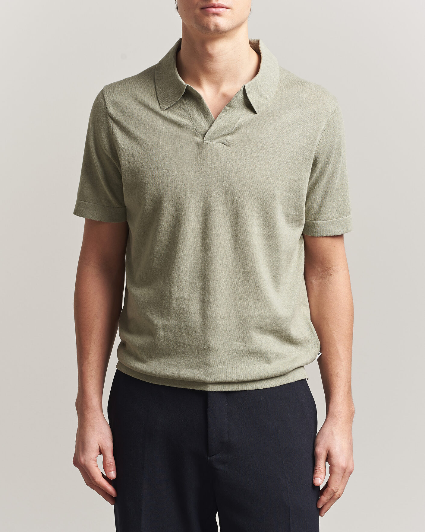 Men | Polo Shirts | NN07 | Ryan Cotton/Linen Polo Sage Green
