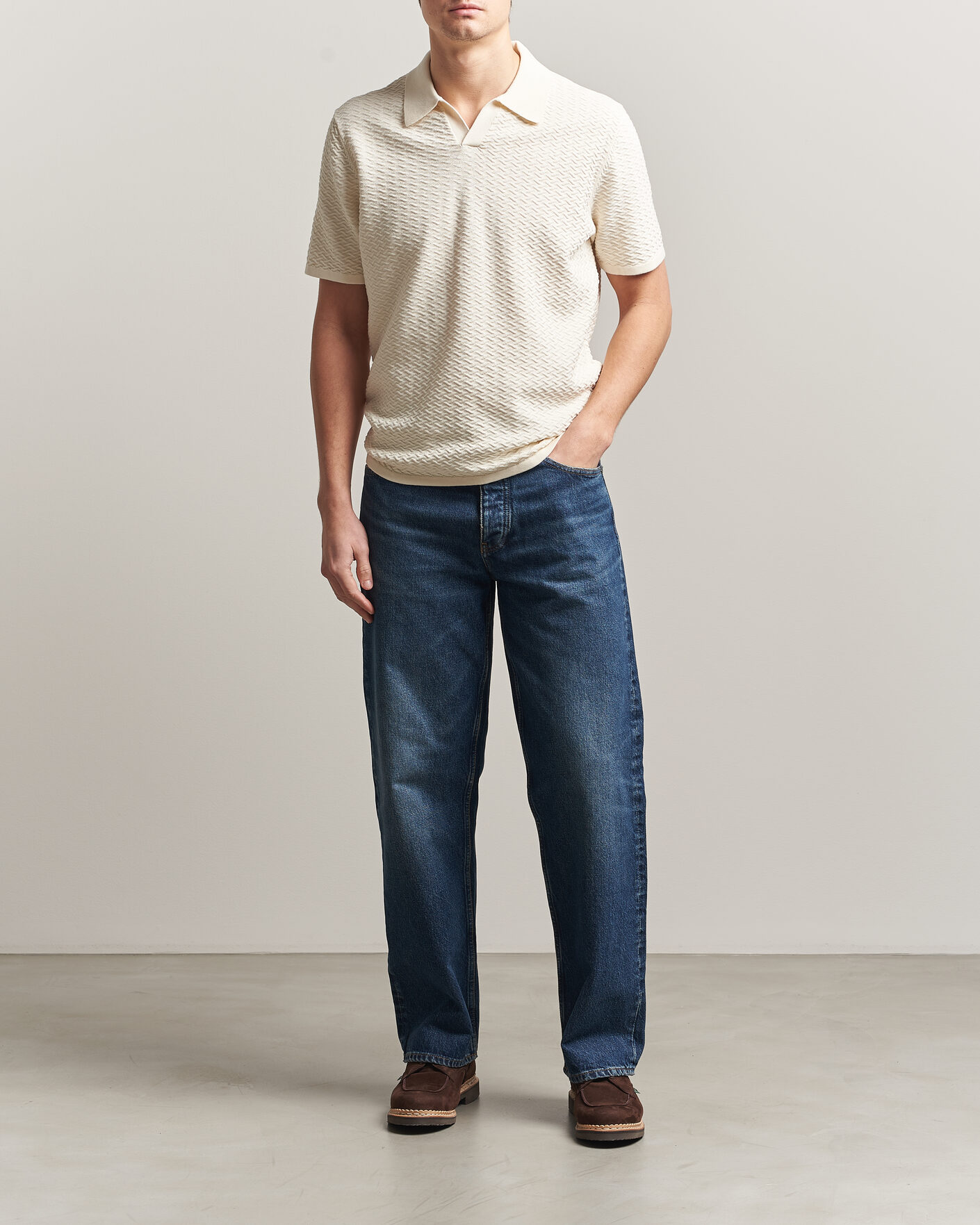Men | Polo Shirts | NN07 | Paul Structured Knitted Polo Ivory