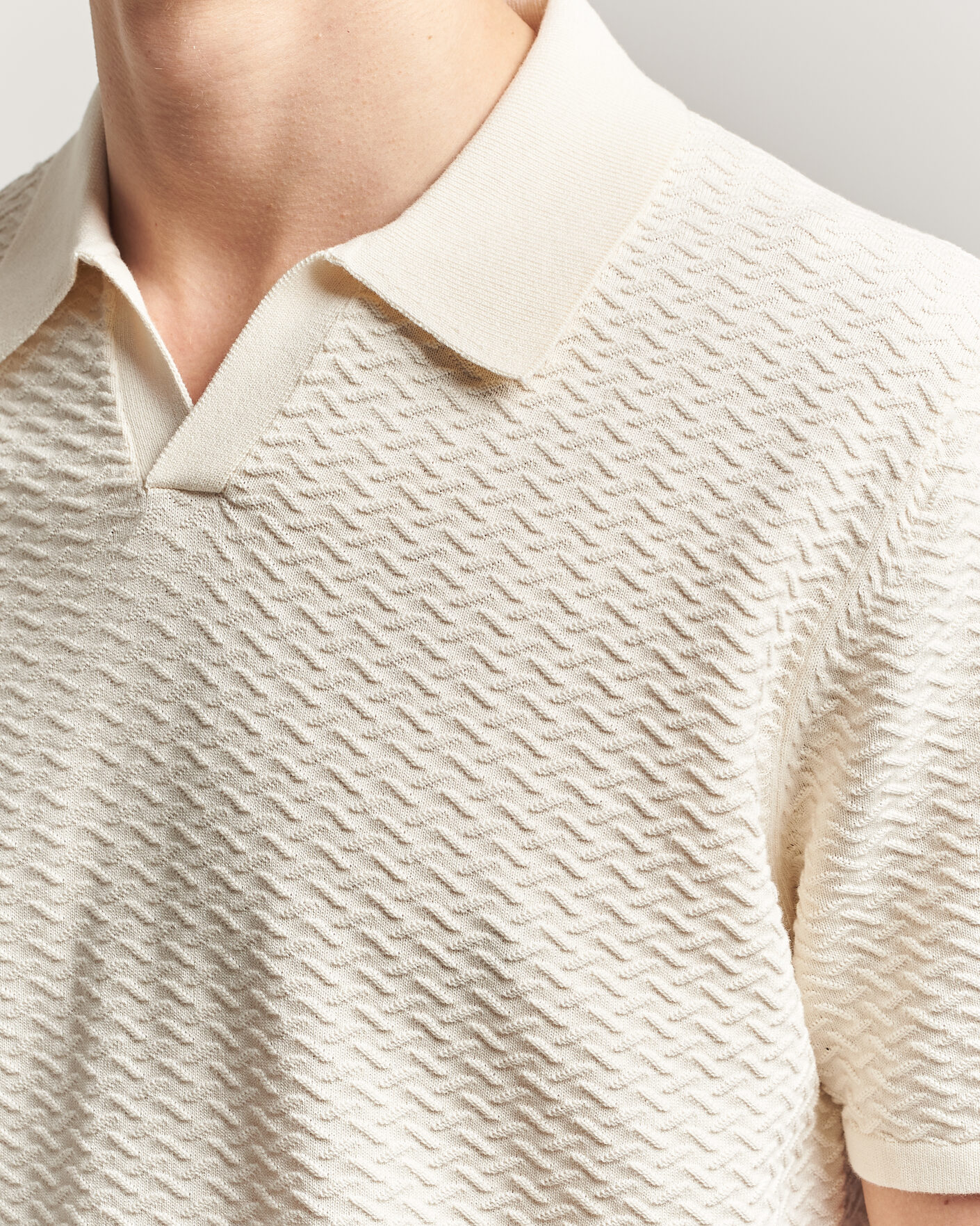 Men | Polo Shirts | NN07 | Paul Structured Knitted Polo Ivory