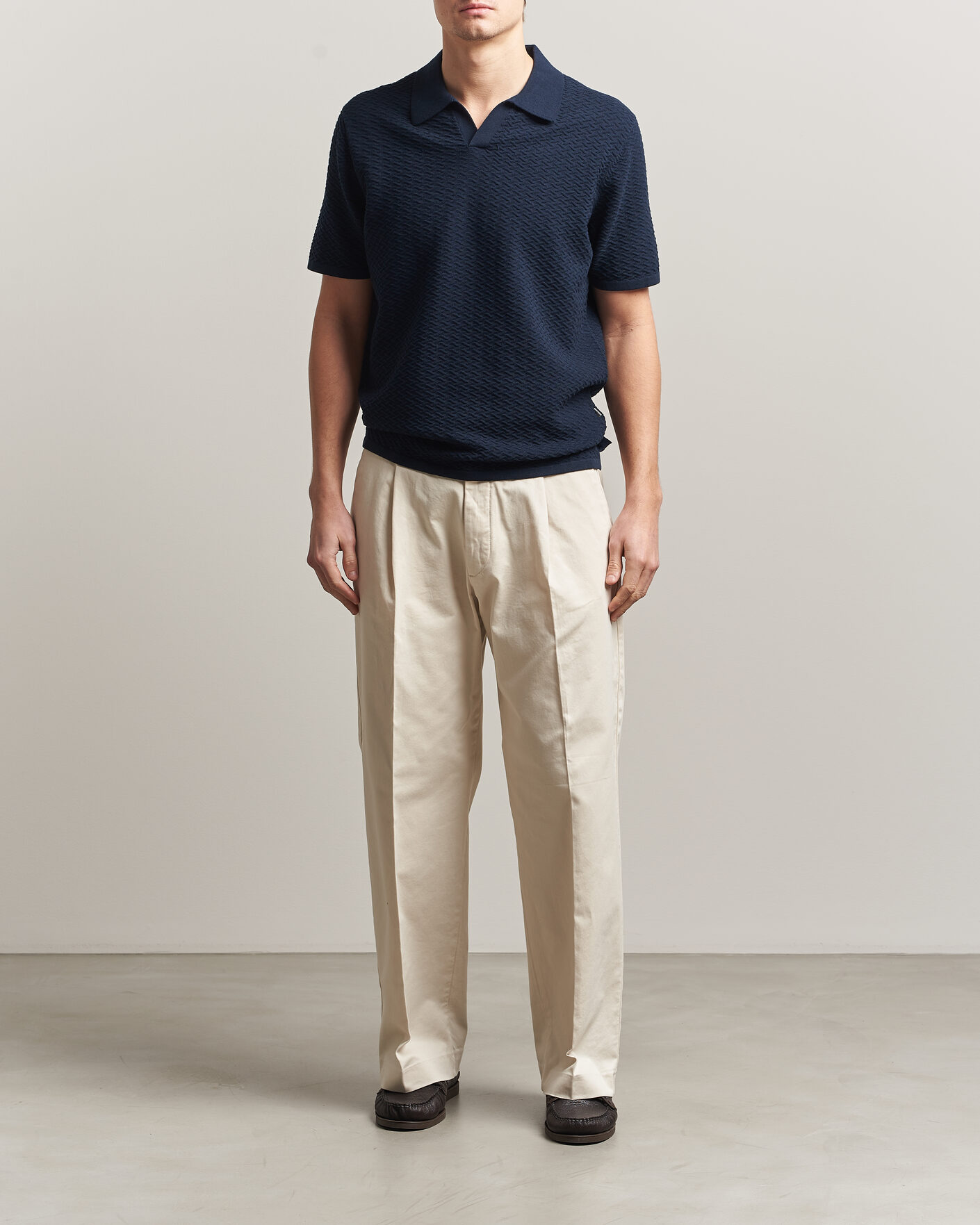 Men | Polo Shirts | NN07 | Paul Structured Knitted Polo Navy Blue
