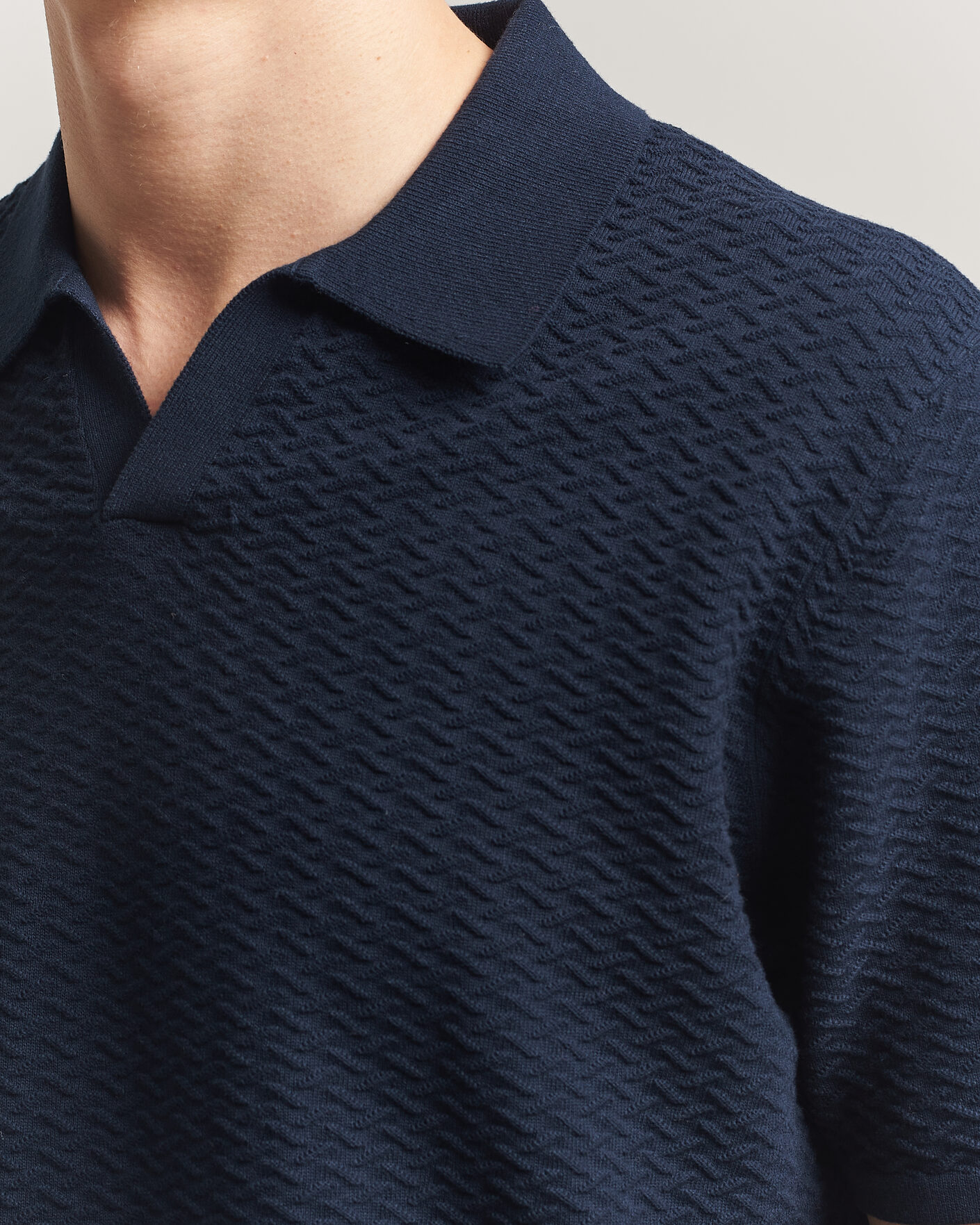 Men | Polo Shirts | NN07 | Paul Structured Knitted Polo Navy Blue