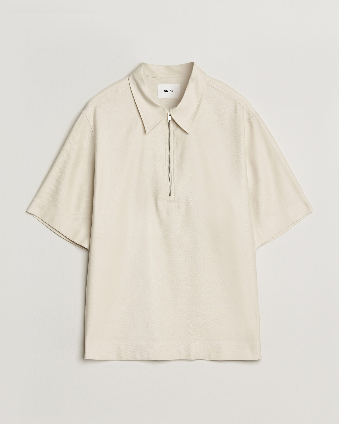 Men | Polo Shirts | NN07 | Bruno Linen/Viscose Half Zip Polo Ivory