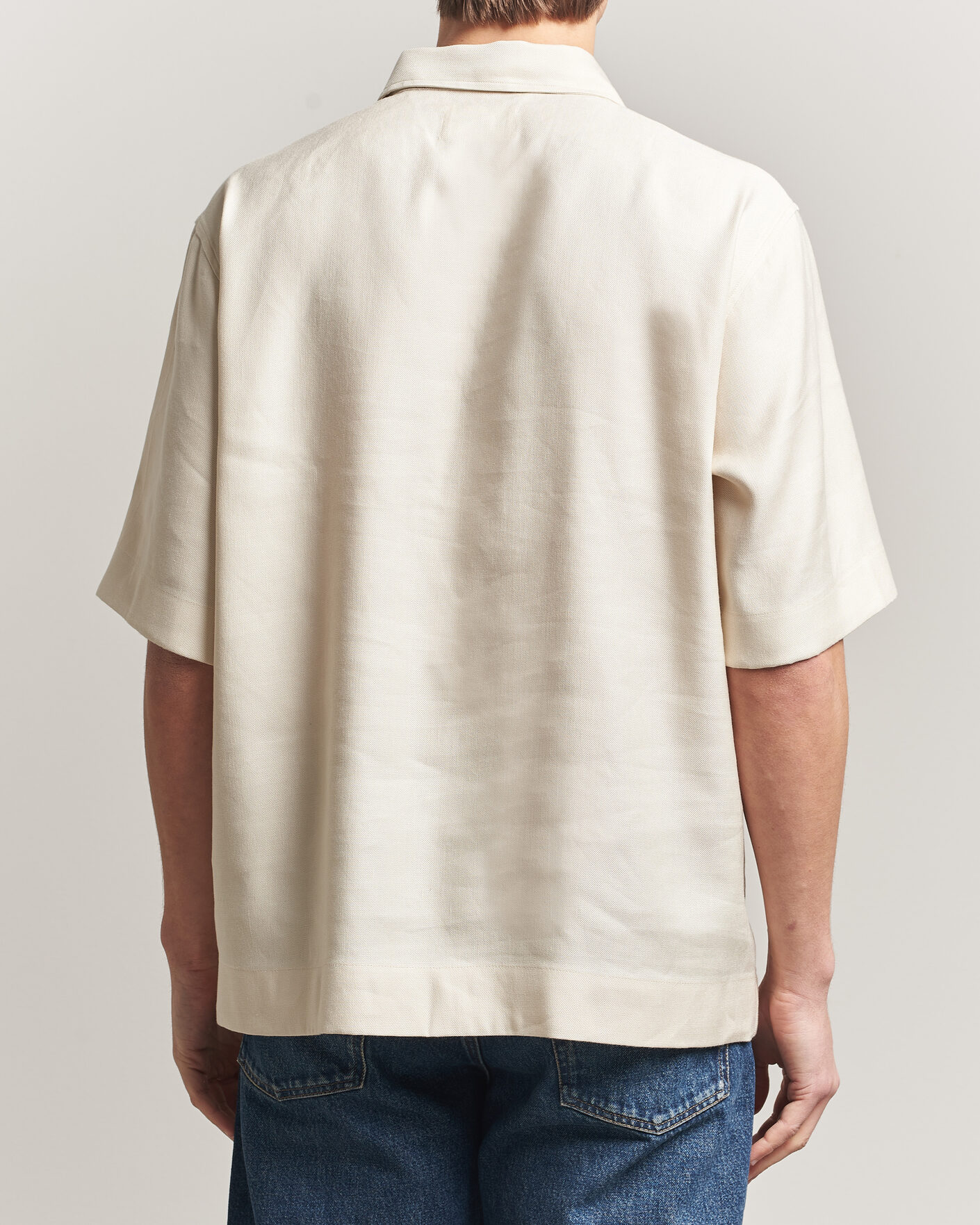 Men | Polo Shirts | NN07 | Bruno Linen/Viscose Half Zip Polo Ivory