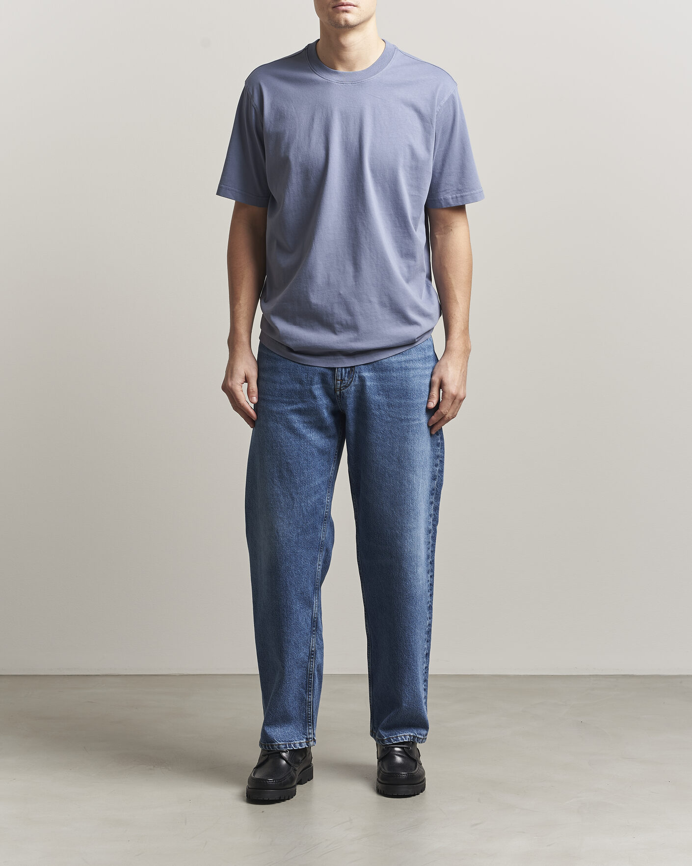 Men | T-Shirts | NN07 | Adam Pima Crew Neck T-Shirt Stone Blue