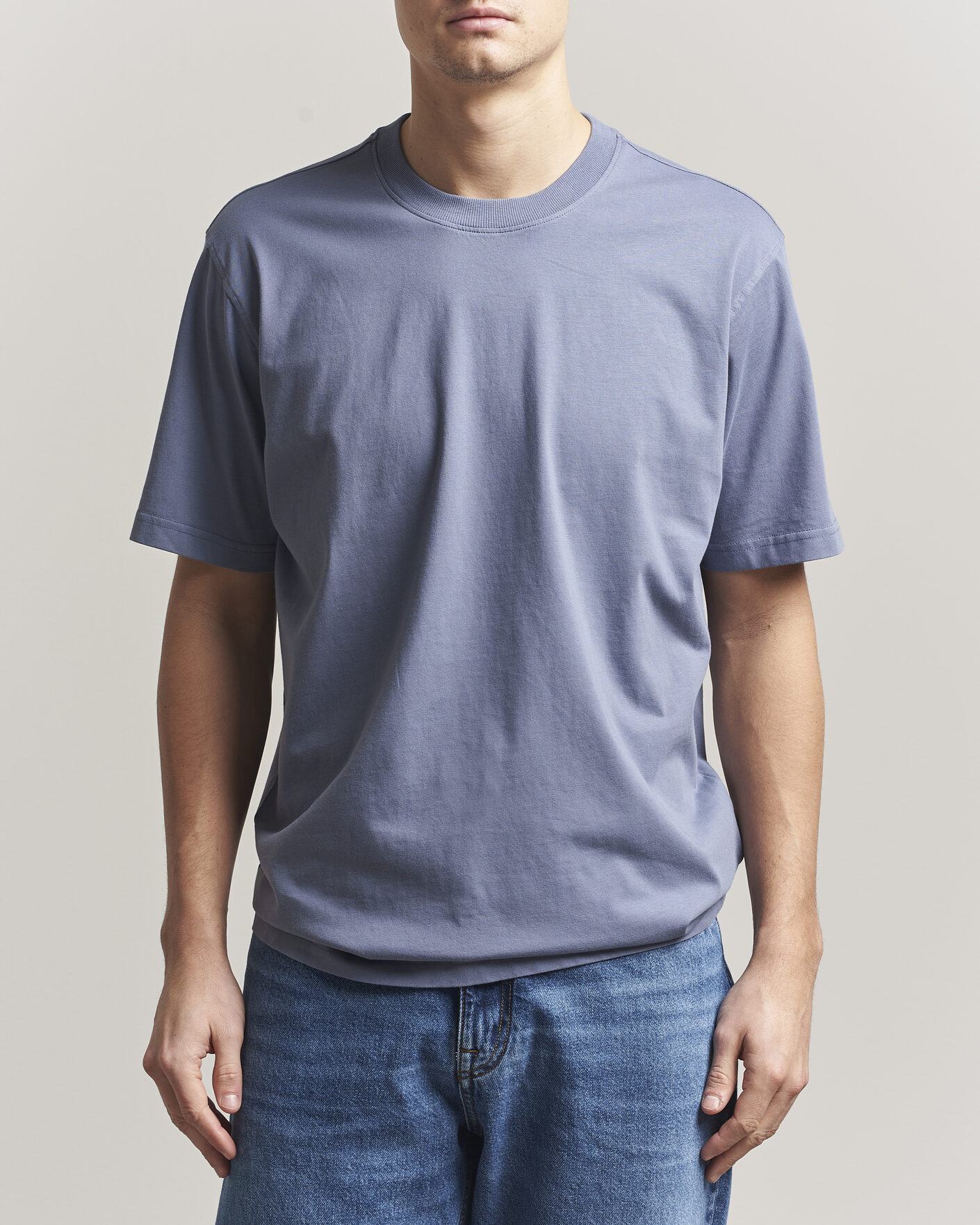 Men | T-Shirts | NN07 | Adam Pima Crew Neck T-Shirt Stone Blue