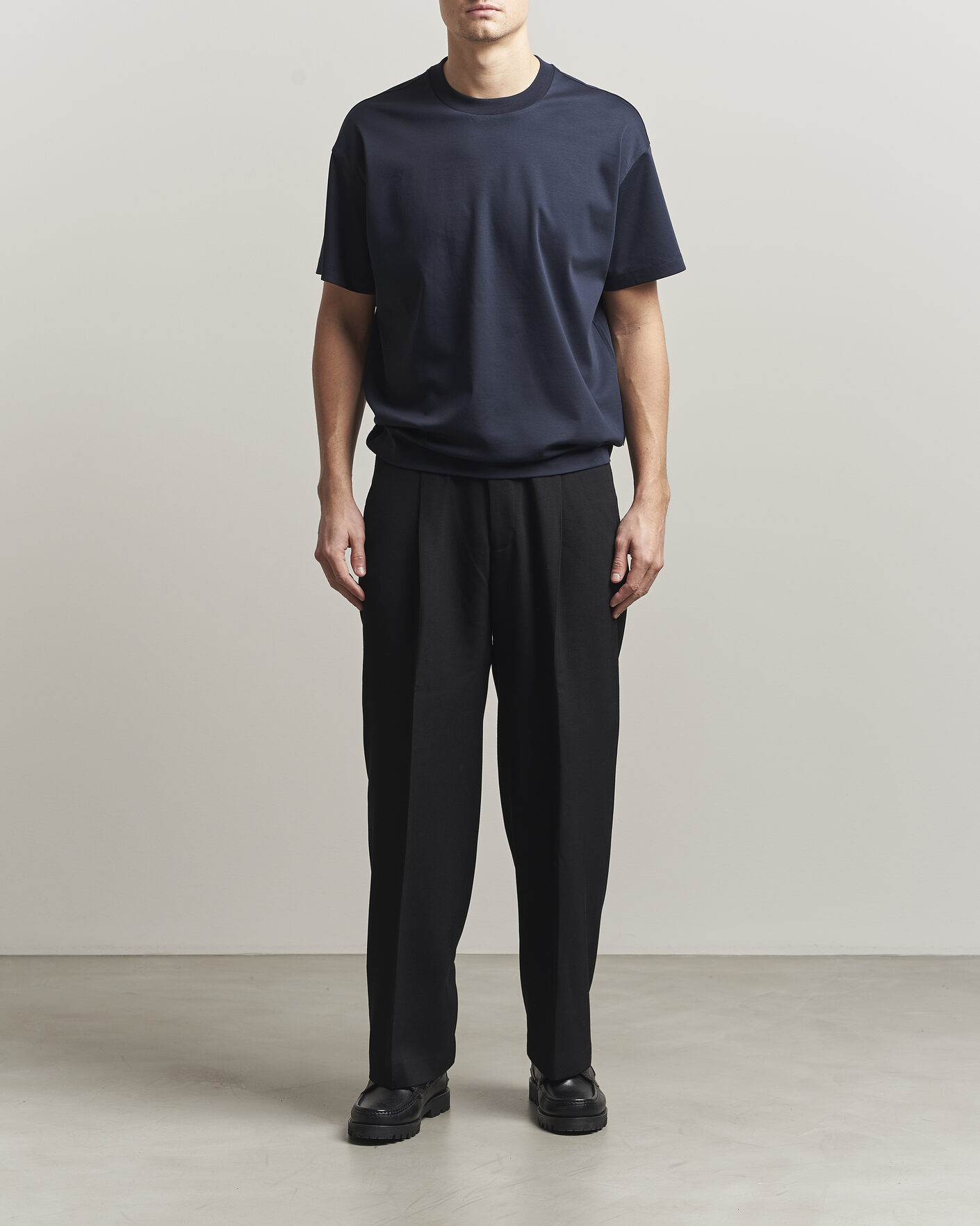 Men | T-Shirts | NN07 | Lionel Mercerized Crew Neck T-Shirt Navy Blue