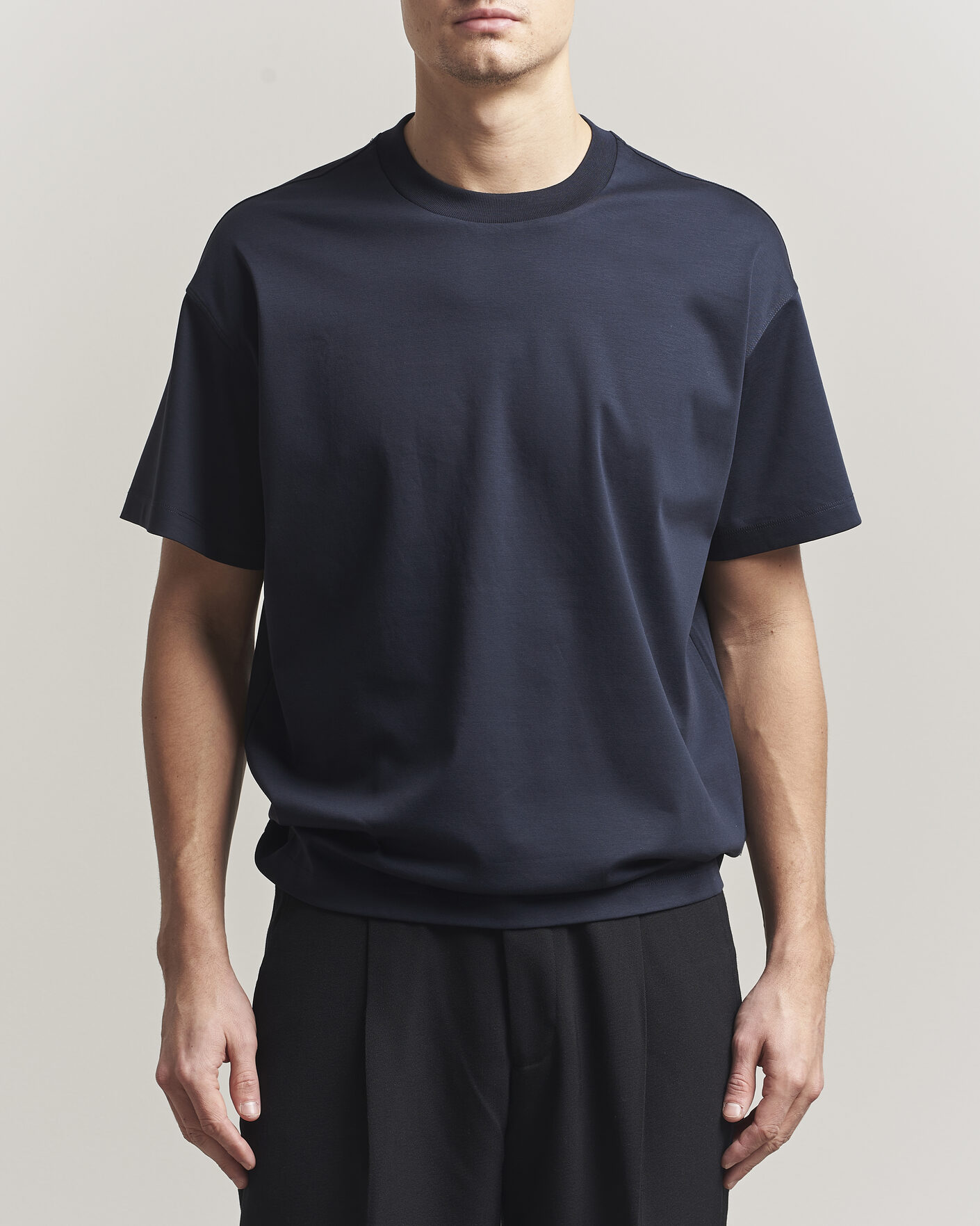 NN07 Lionel Mercerized Crew Neck T-Shirt Navy Blue at CareOfCarl.com
