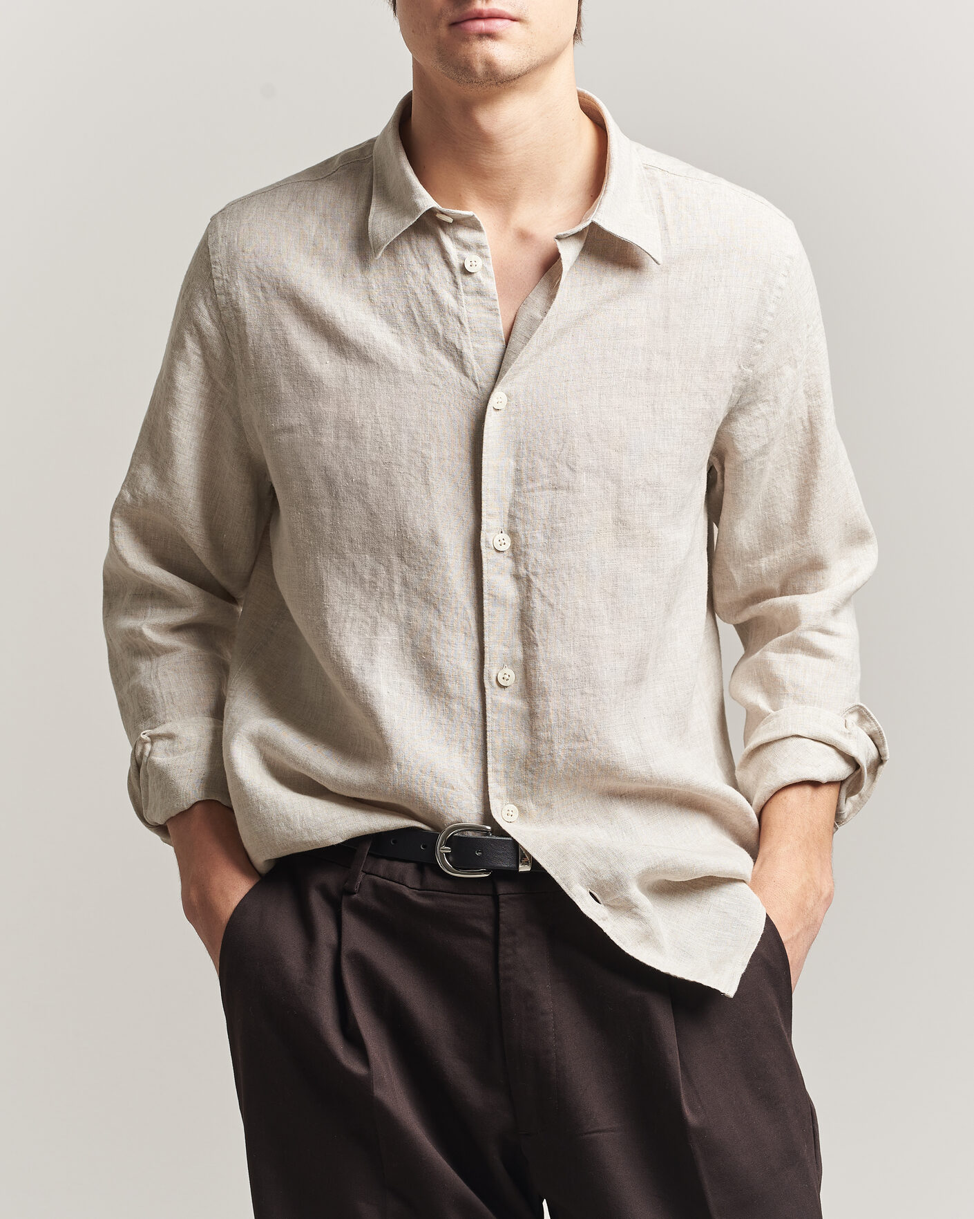 Men | Shirts | NN07 | Enzo Linen Shirt Oat