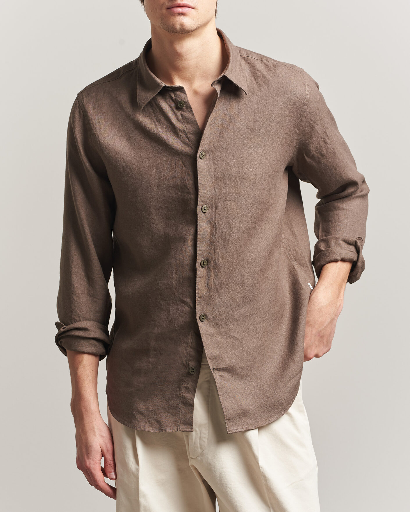 Men | Shirts | NN07 | Enzo Linen Shirt Mable Husk