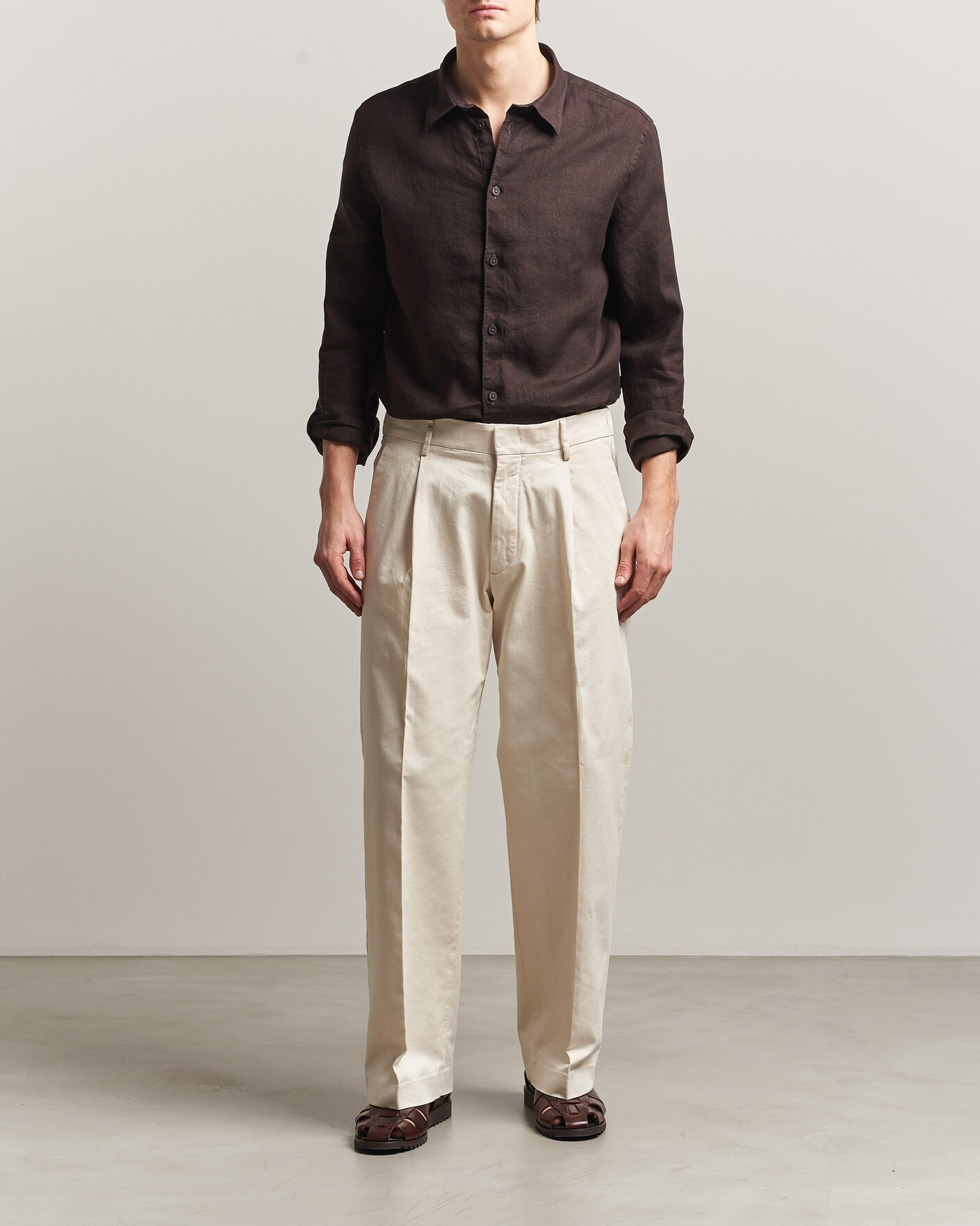 Men | Shirts | NN07 | Enzo Linen Shirt Deep Truffle