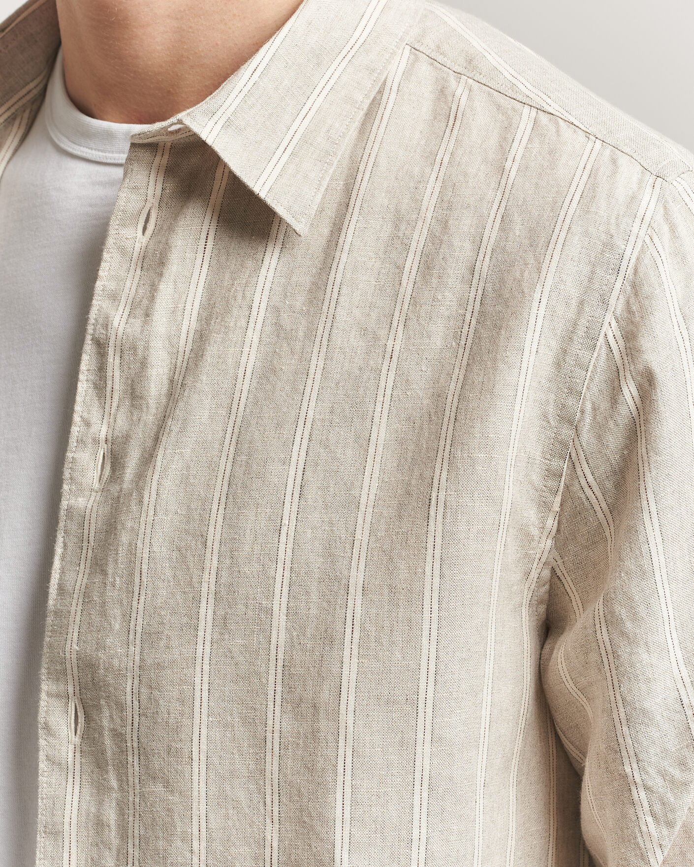 Men | Shirts | NN07 | Enzo Linen Shirt Oat Stripe