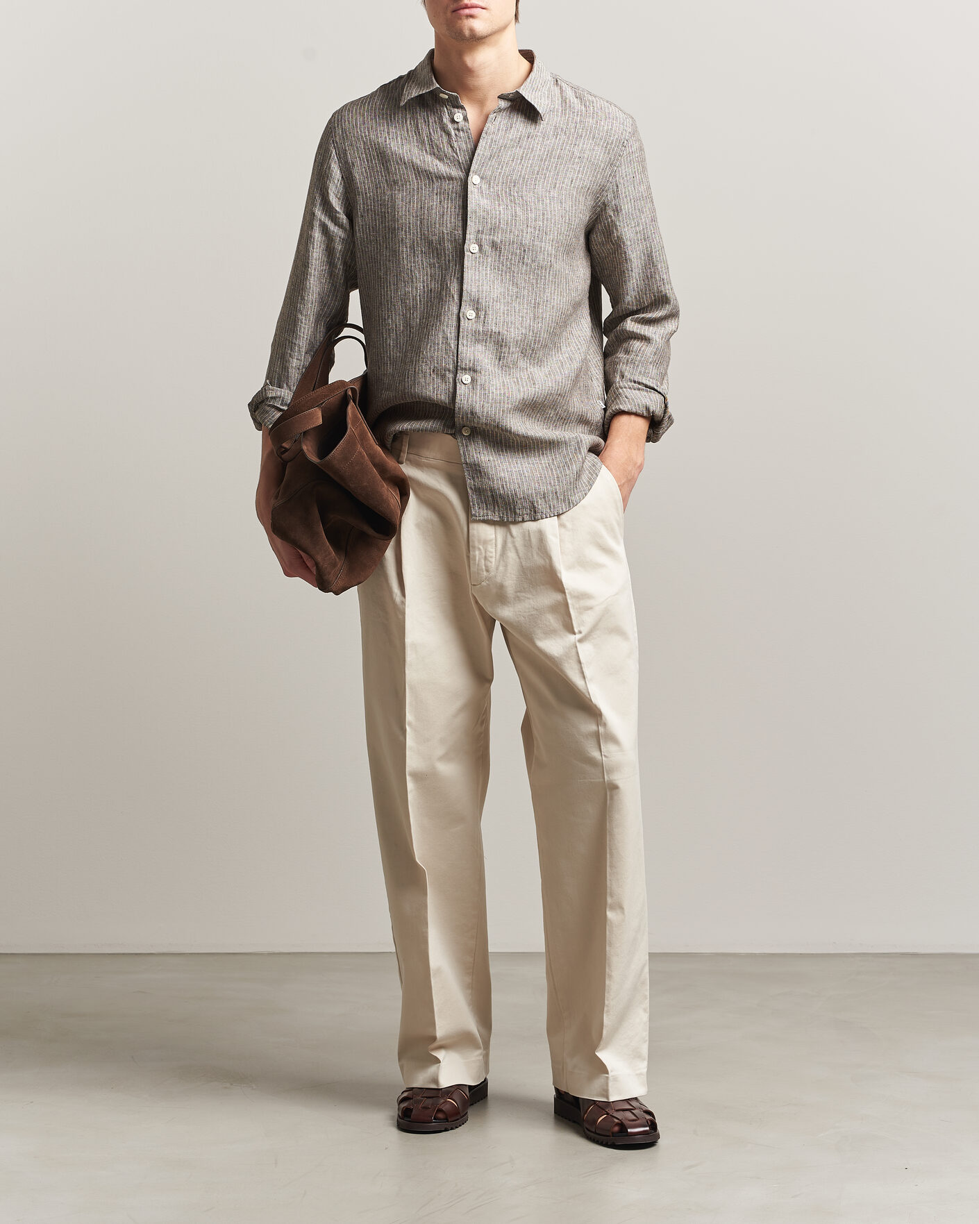 Men | Shirts | NN07 | Enzo Linen Shirt Clay Stripe