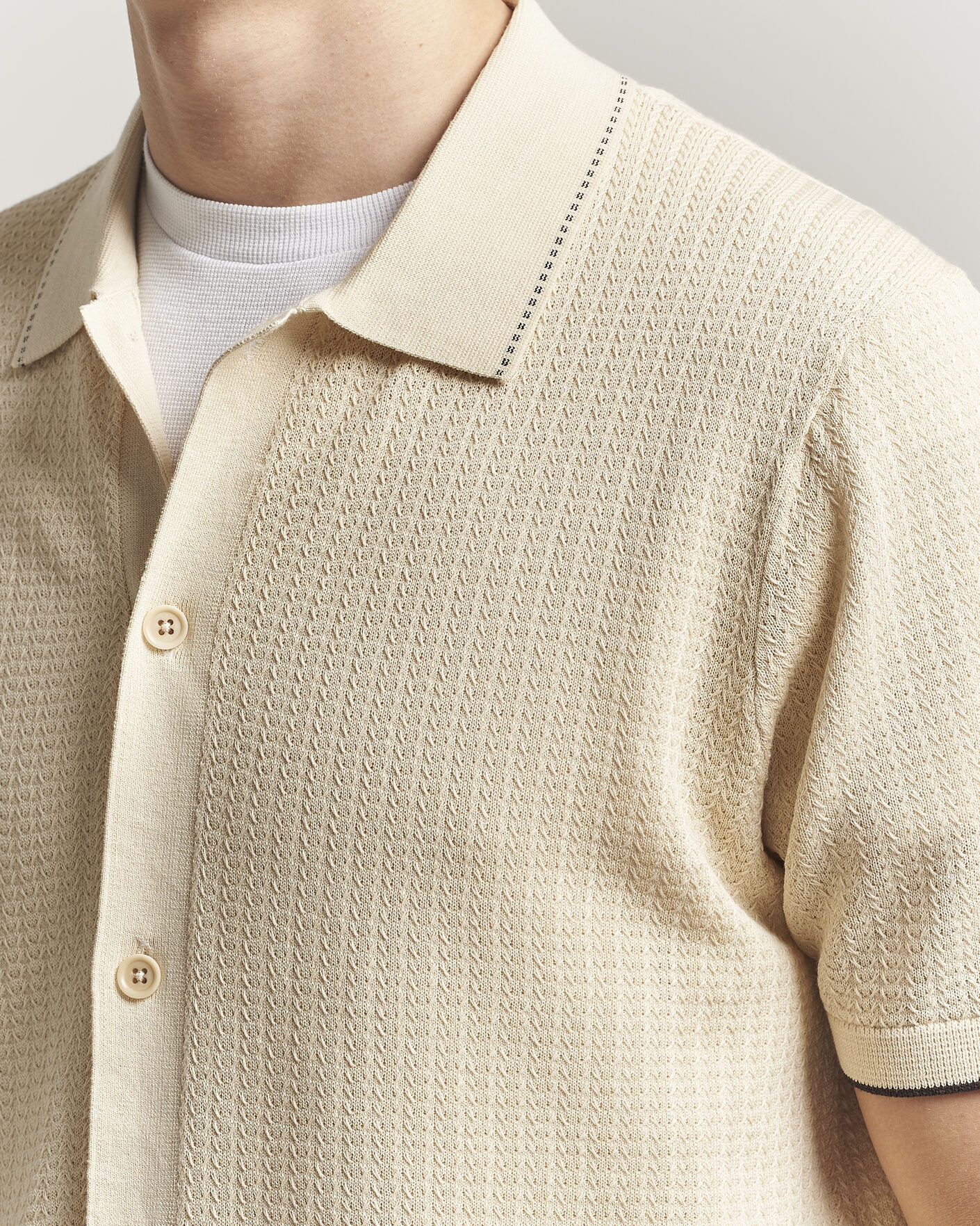 Men | Shirts | NN07 | Nalo Knitted Short Sleeve Shirt Ivory