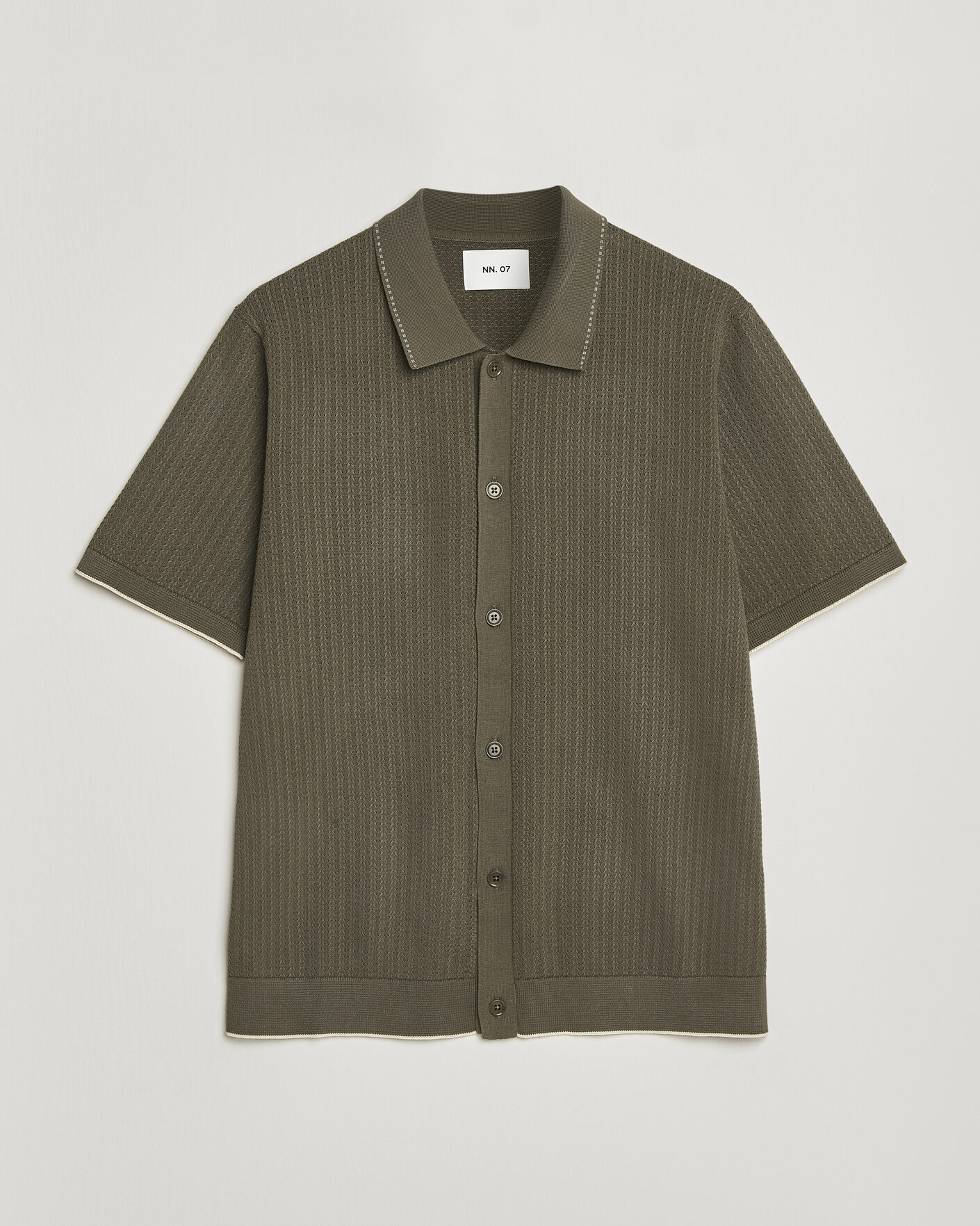 Men | Shirts | NN07 | Nalo Knitted Short Sleeve Shirt Capers Green