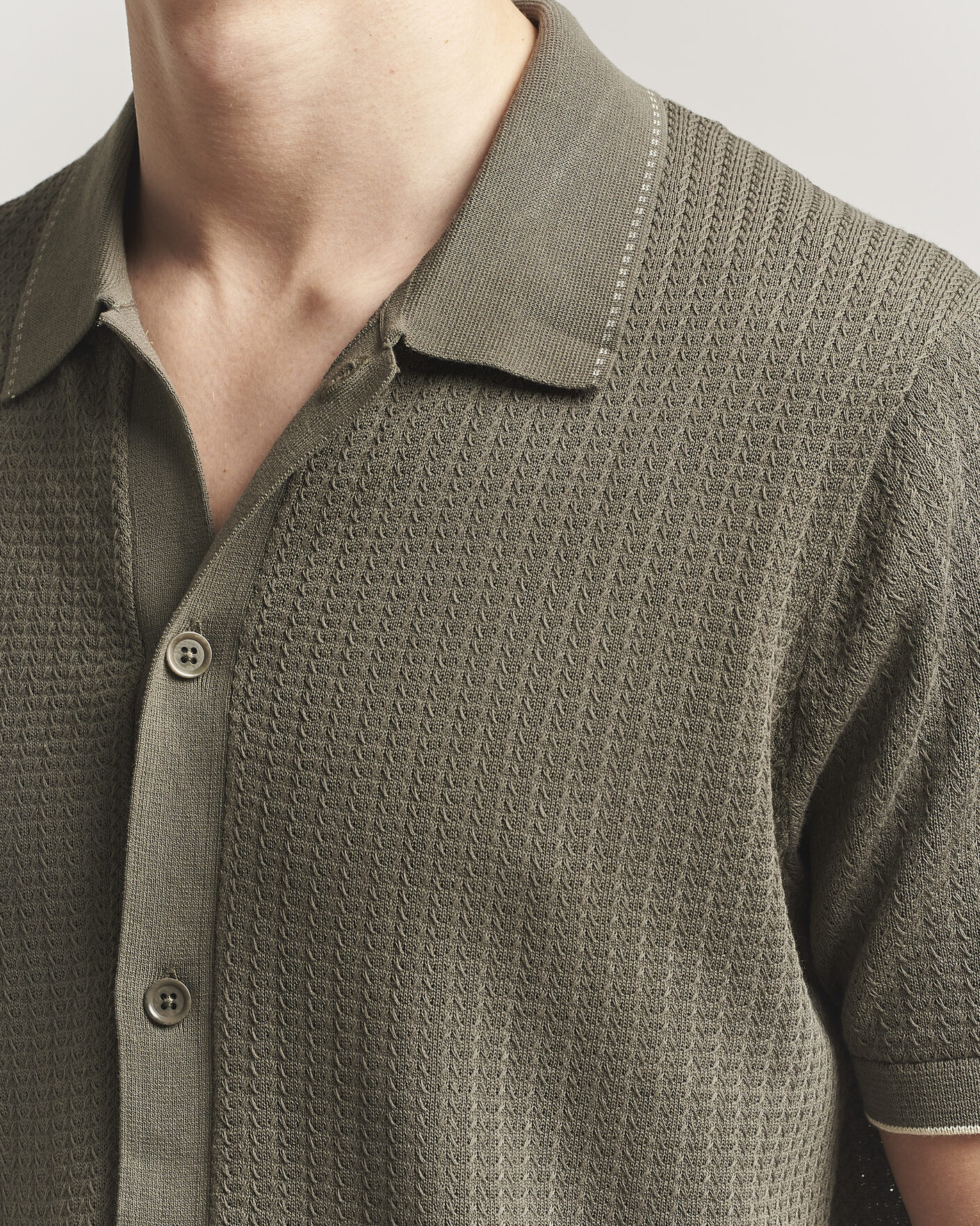Men | Shirts | NN07 | Nalo Knitted Short Sleeve Shirt Capers Green
