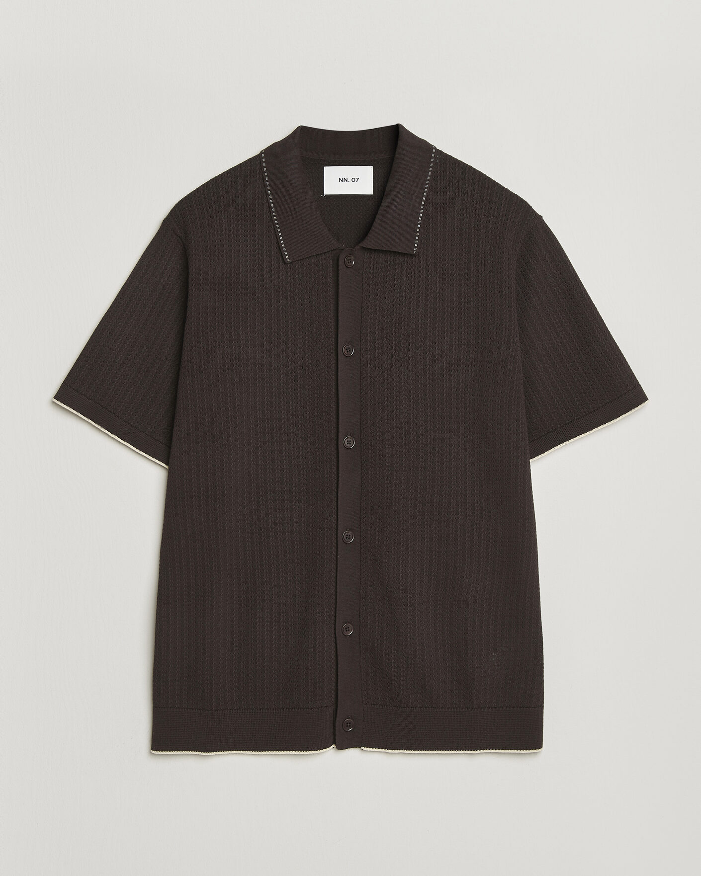 Men | Shirts | NN07 | Nalo Knitted Short Sleeve Shirt Deep Truffle