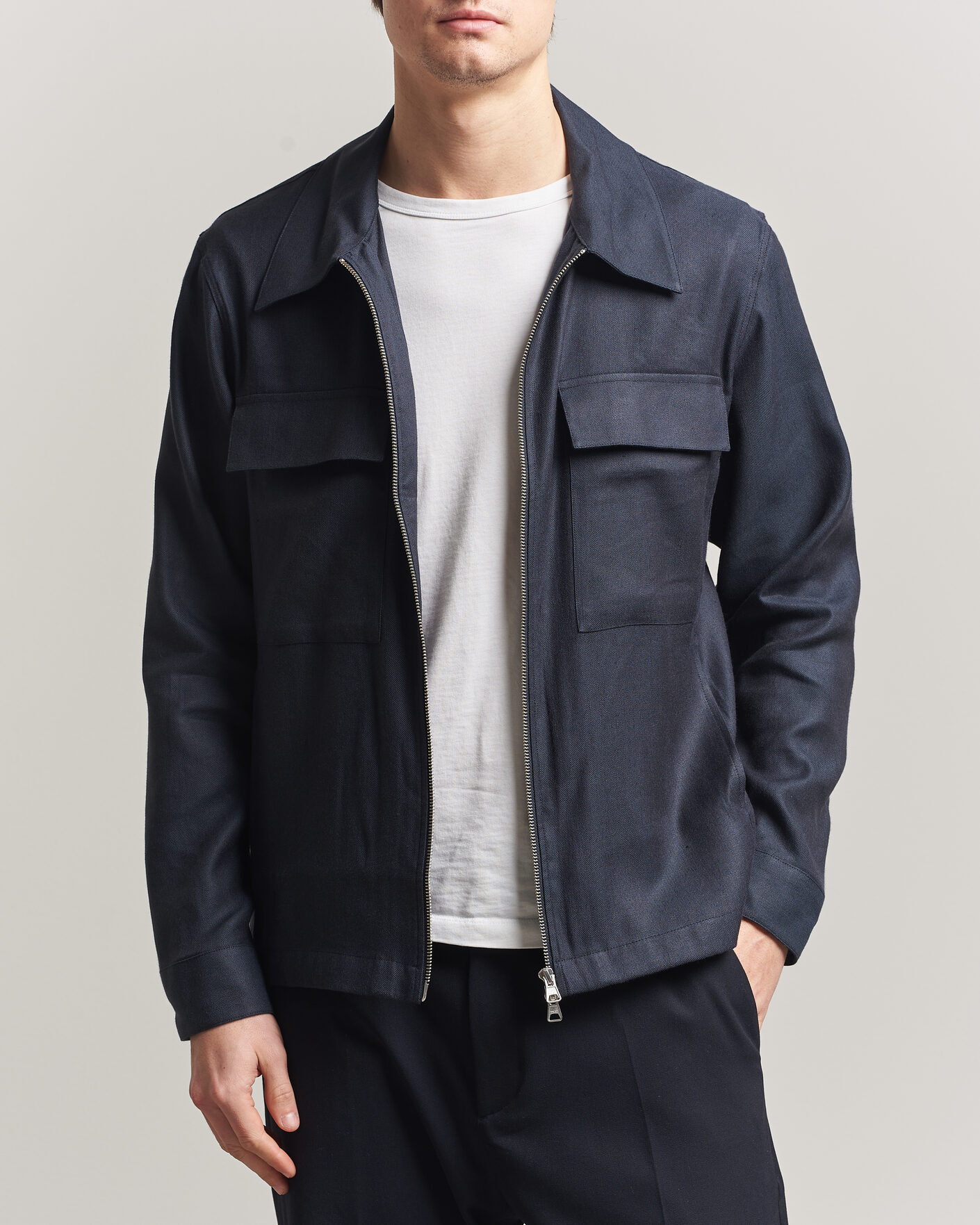 Men | Shirts | NN07 | Alban Linen/Viscose Overshirt Deep Navy