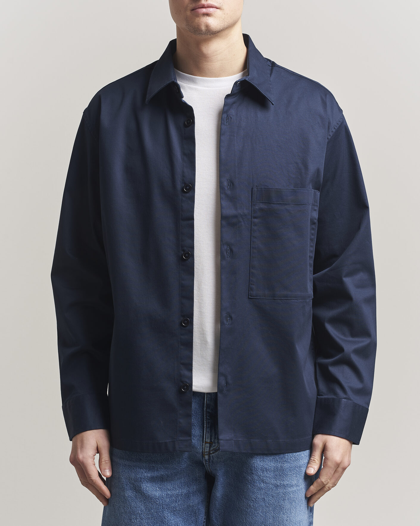 NN07 Freddy Cotton Overshirt Navy Blue at CareOfCarl.com