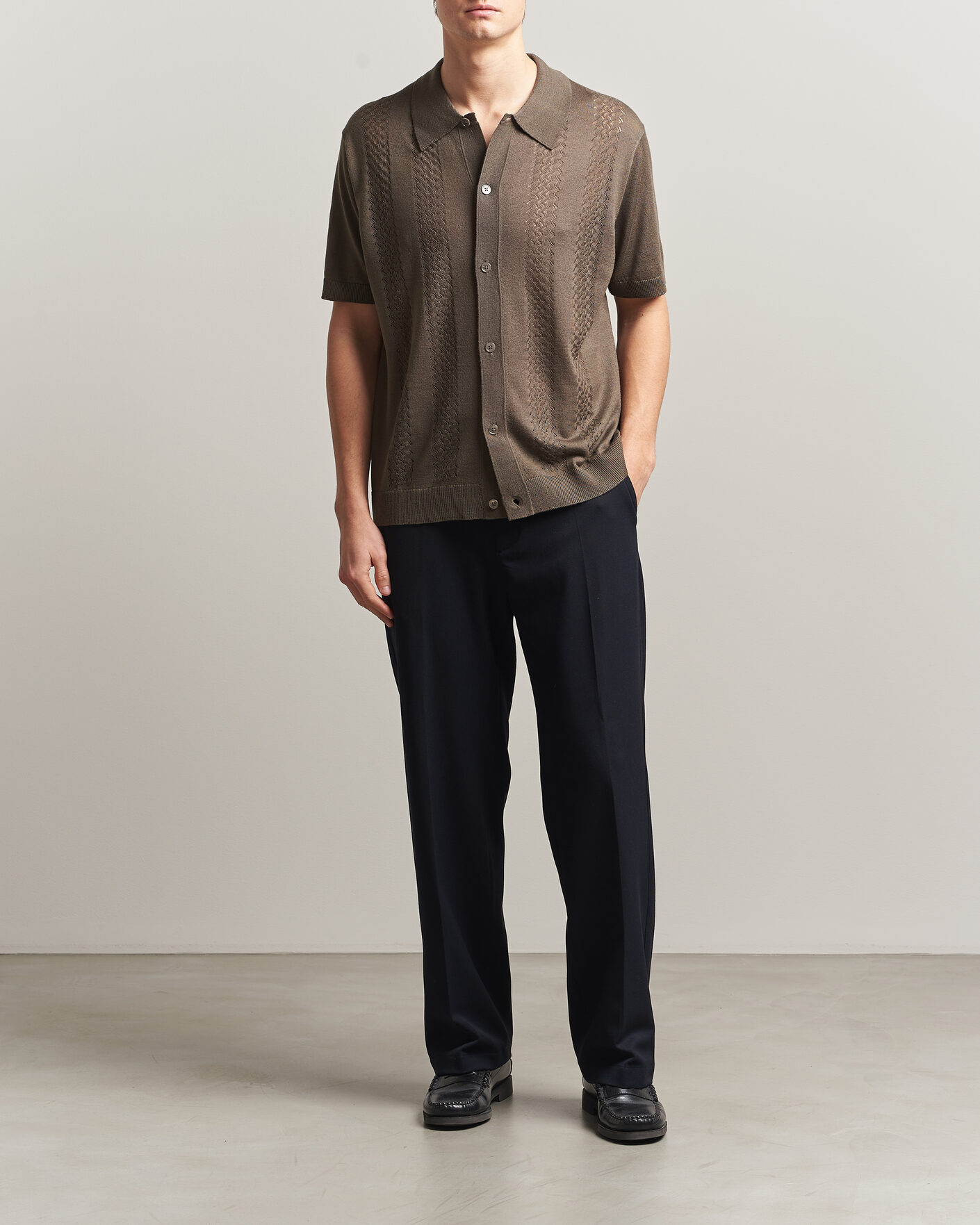 NN07 Thor Knitted Short Sleeve Shirt Mable Husk at CareOfCarl.com
