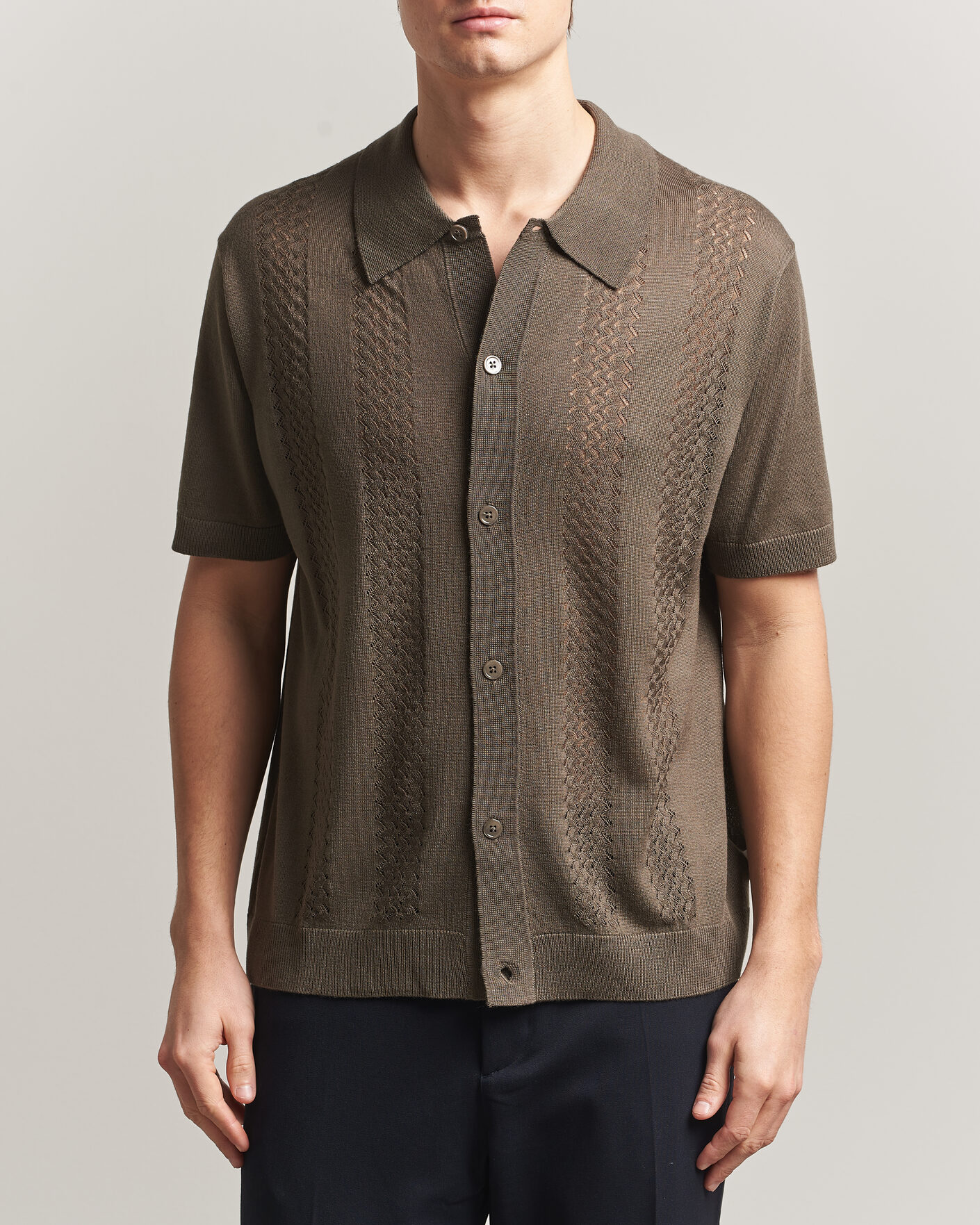 Men | Shirts | NN07 | Thor Knitted Short Sleeve Shirt Mable Husk