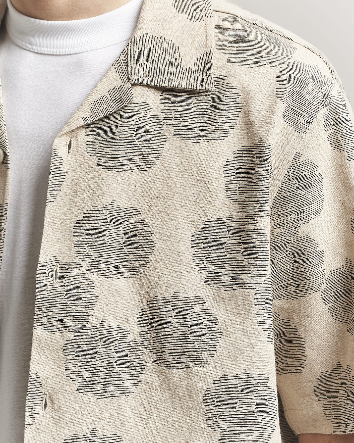 Men | Shirts | NN07 | Ole Printed Short Sleeve Shirt Oatmeal