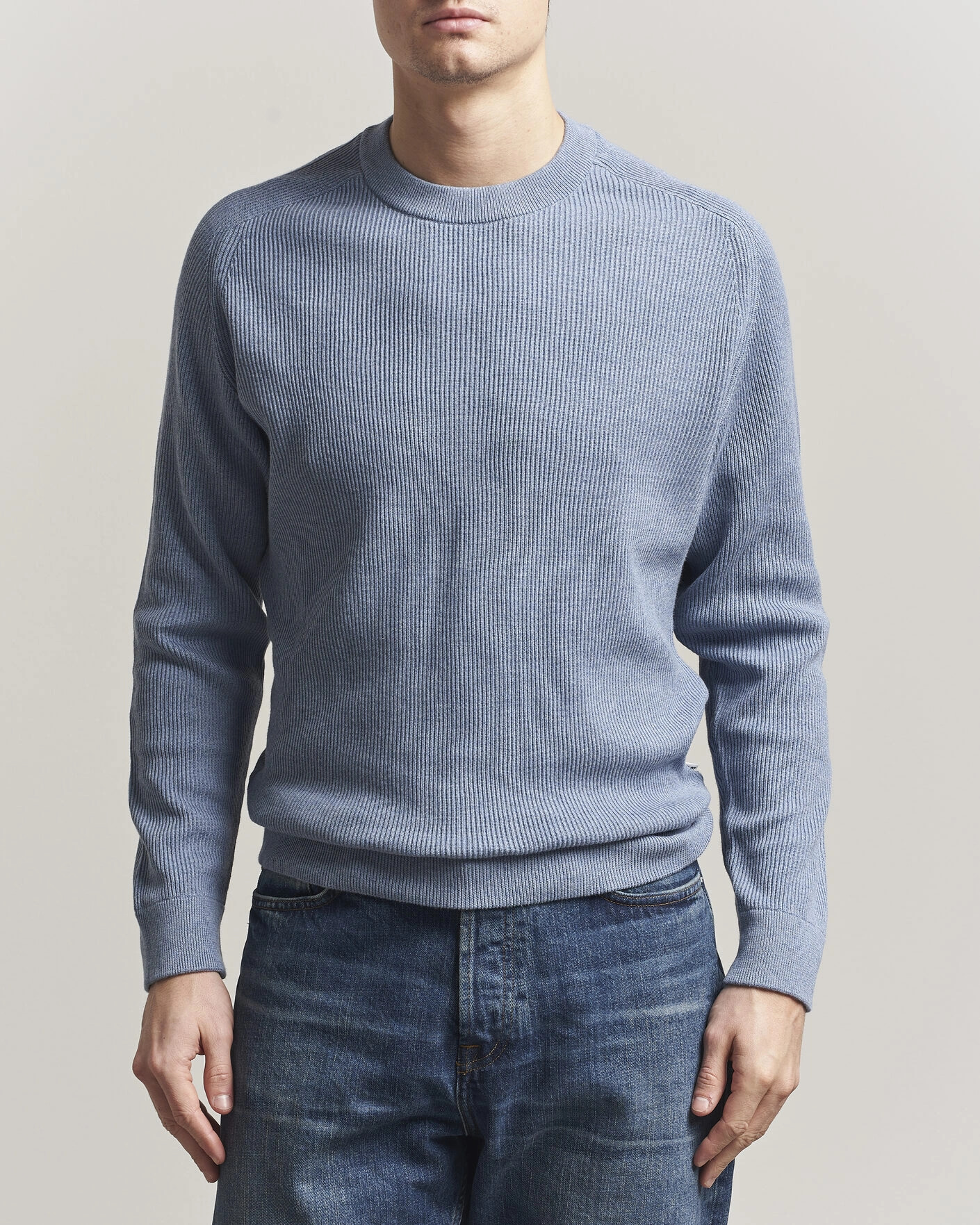 Men | Sweaters & Knitwear | NN07 | Kevin Cotton Knitted Sweater Stone Blue