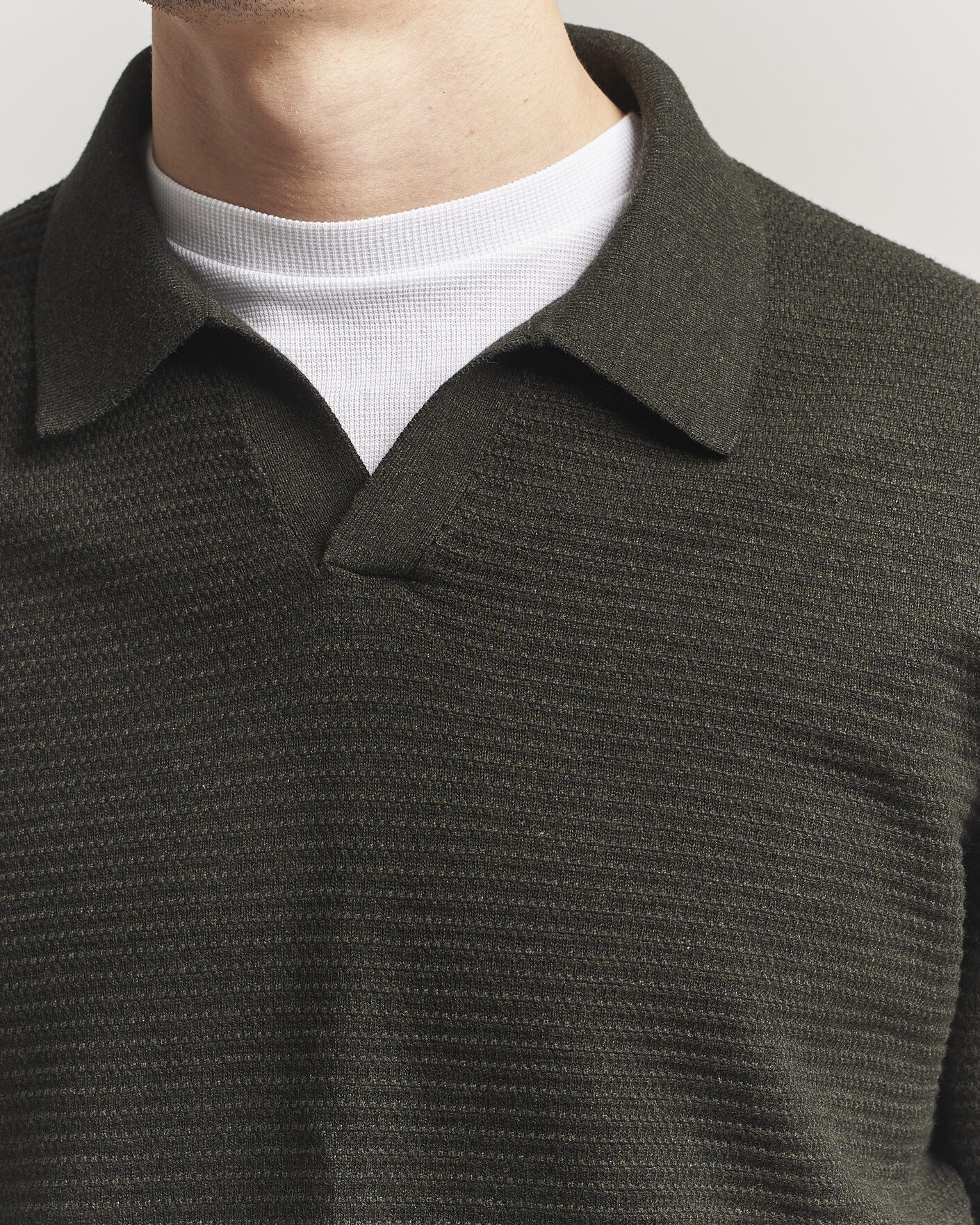 Men | Sweaters & Knitwear | NN07 | Paul Knitted Long Sleeve Polo Dark Army