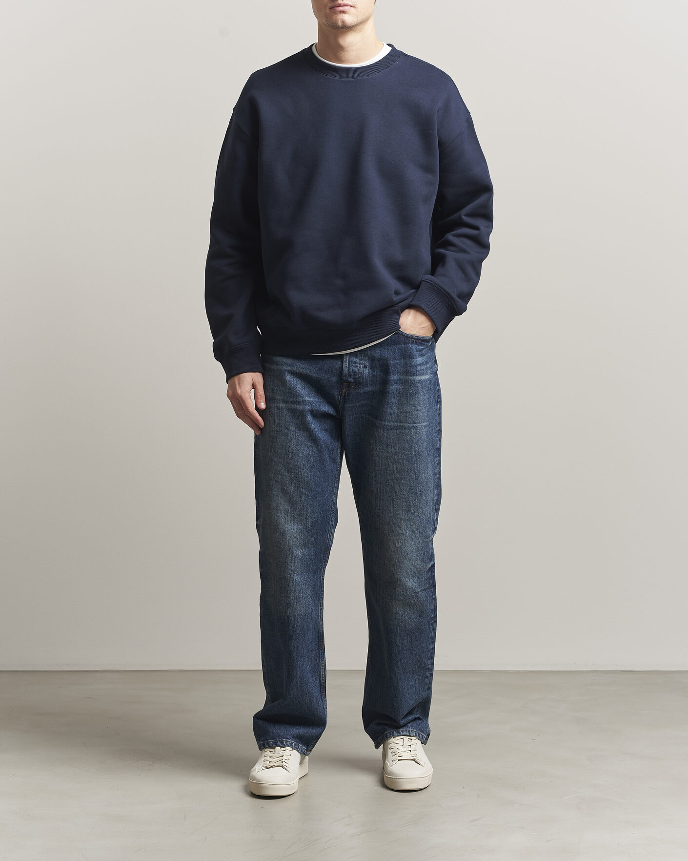 Men | Sweaters & Knitwear | NN07 | David Crew Neck Sweatshirt Navy Blue
