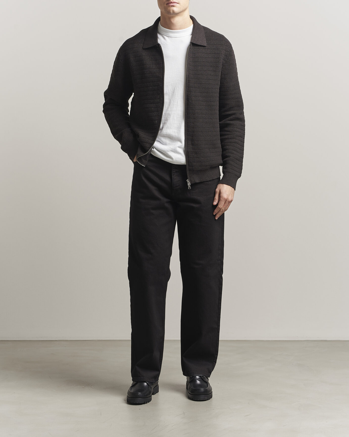 NN07 Gustav Knitted Full Zip Deep Truffle at CareOfCarl.com