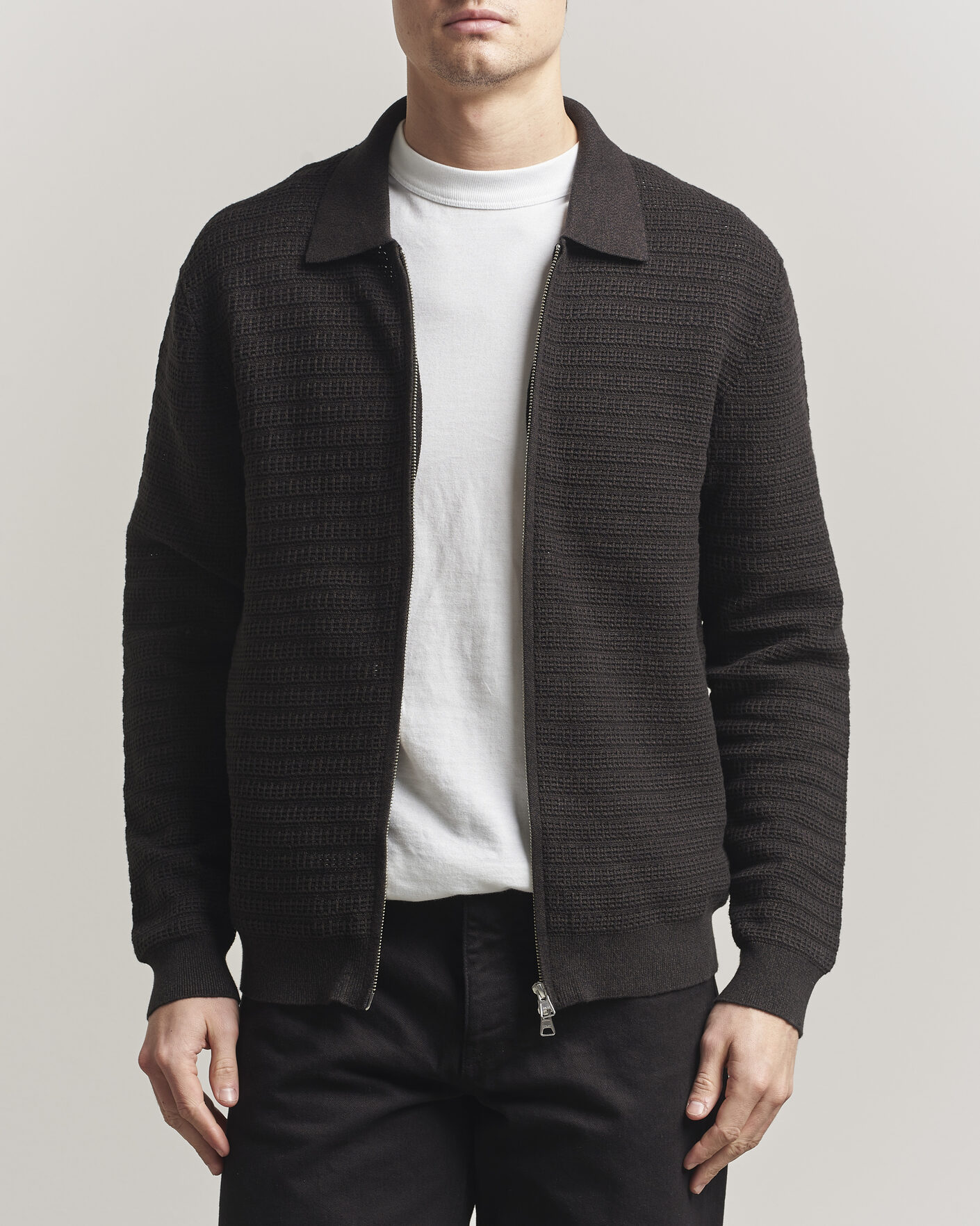 Men | Sweaters & Knitwear | NN07 | Gustav Knitted Full Zip Deep Truffle